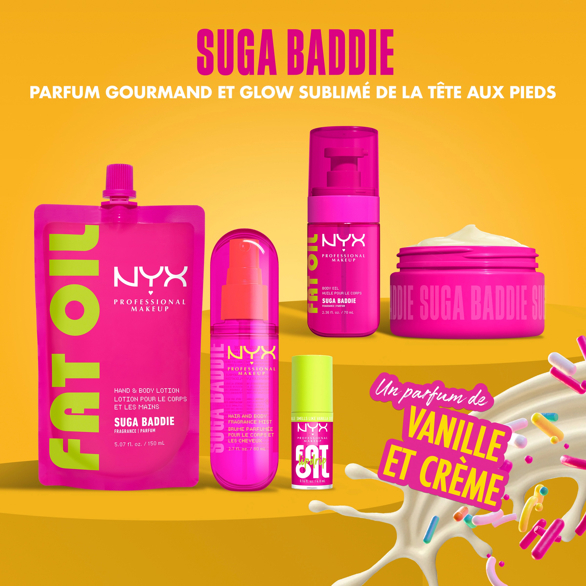 NYX PROFESSIONAL MAKEUP Körperlotion »FAT OIL HAND & BODY LOTION SUGA BADDIE« leichte, feuchtigkeitsspendende Hand- und Körperlotion