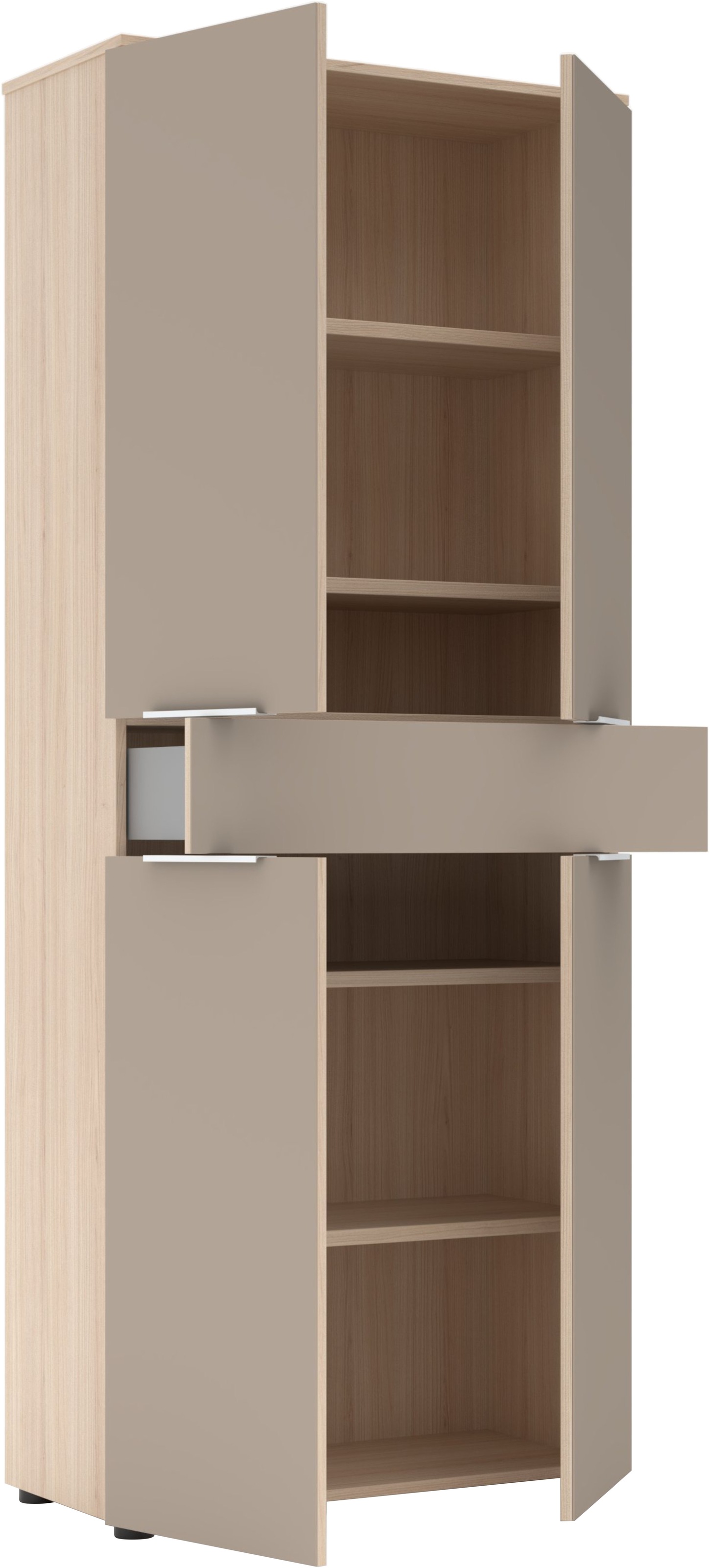 Innostyle Aktenschrank »Büroschrank Santorin, 80/198/38 cm ( B/H/T)« 1 Stk. tlg. 4 türig, 1 Schubkasten, Softclose, Klarglas, ABS Schutzkante
