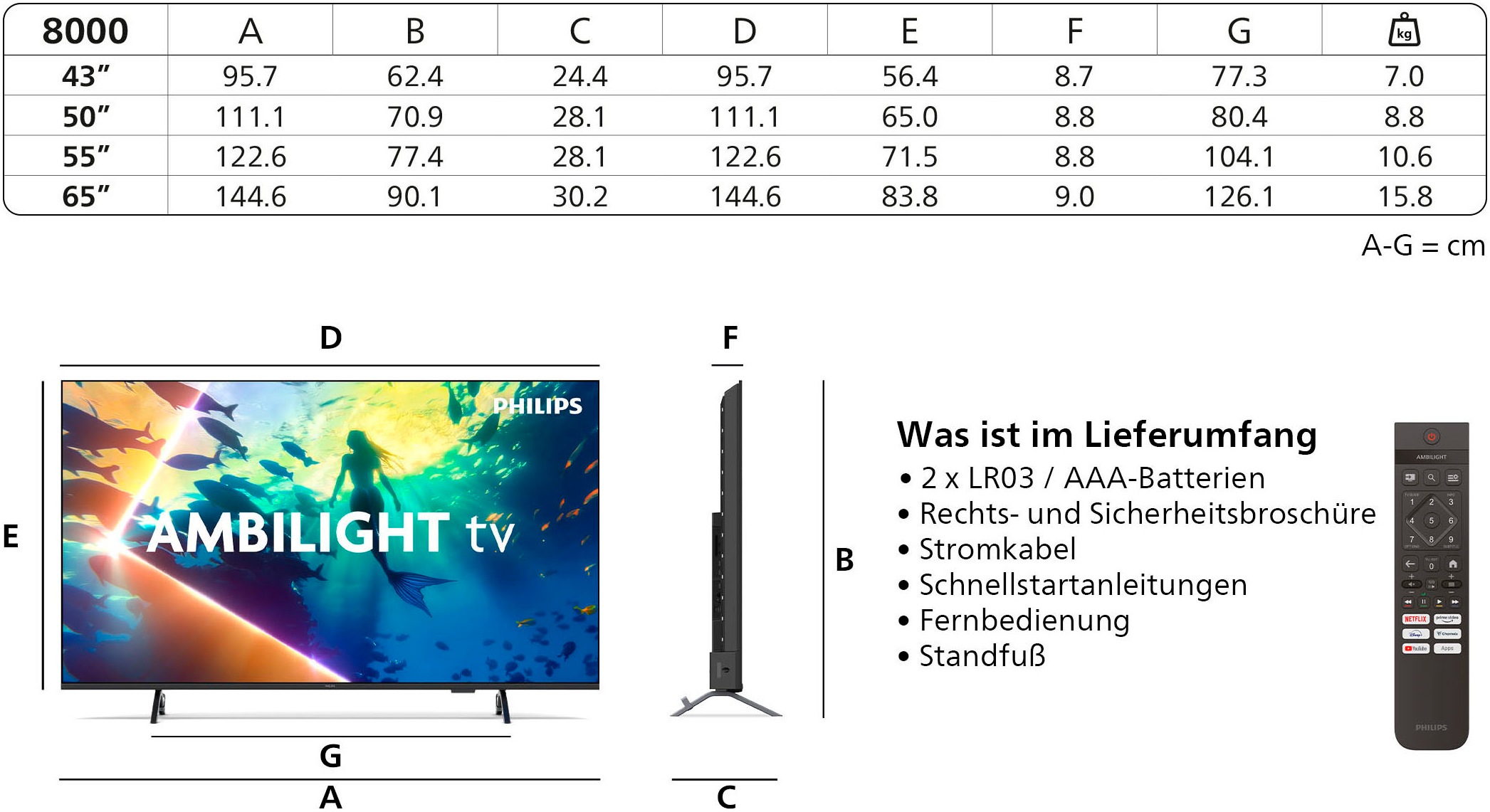 Philips LED-Fernseher »55PUS8000/12«, 4K Ultra HD, Smart-TV