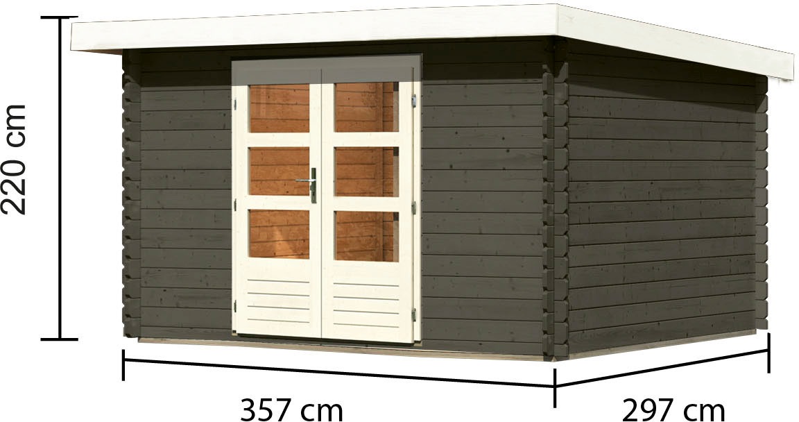Karibu Gartenhaus »Schloßsee 7«, 28 mm Wandstärke, terragrau oder natur