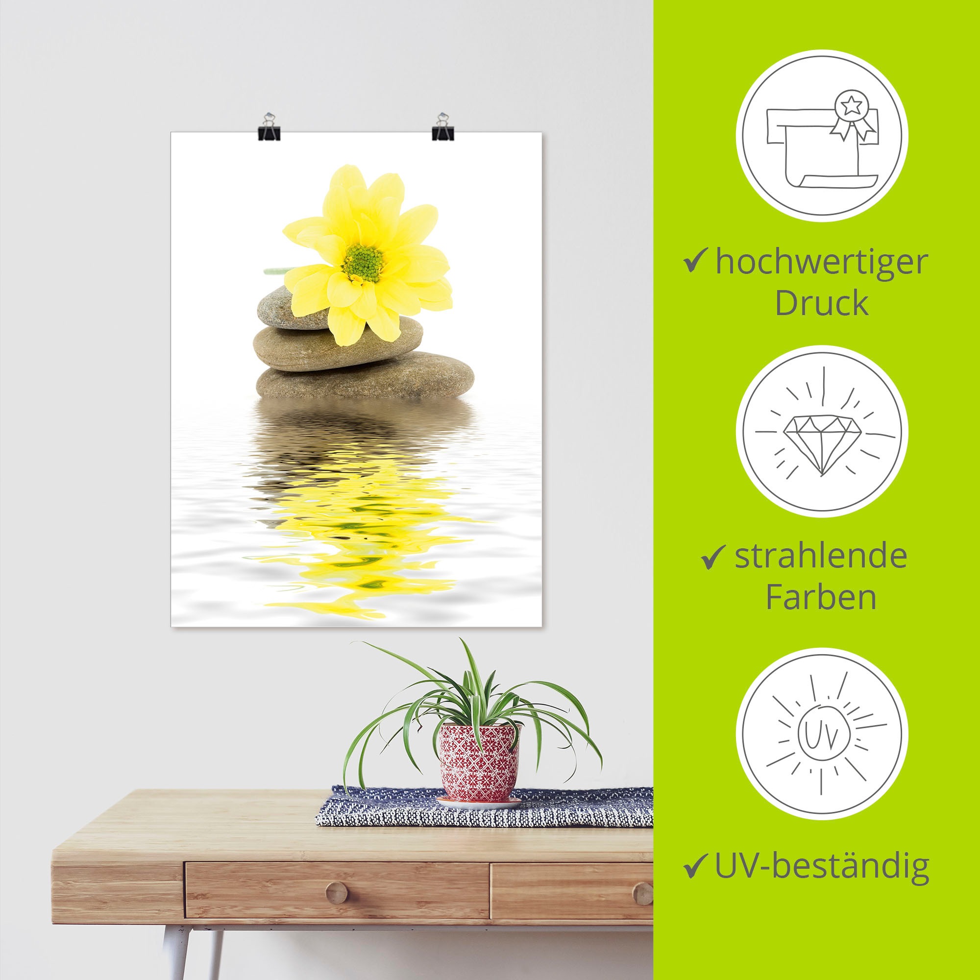 Artland Wandbild »Zen Spa Steine mit Blumen II«, Zen, (1 St.), als Alubild, Outdoorbild, Leinwandbild, Poster in verschied. Größen