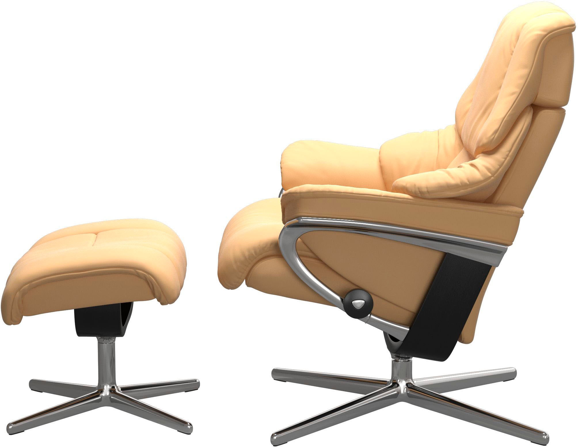 Stressless® Relaxsessel »Reno«, (Set, Relaxsessel mit Hocker), mit Hocker, mit Cross Base, Größe S, M & L, Holzakzent Schwarz