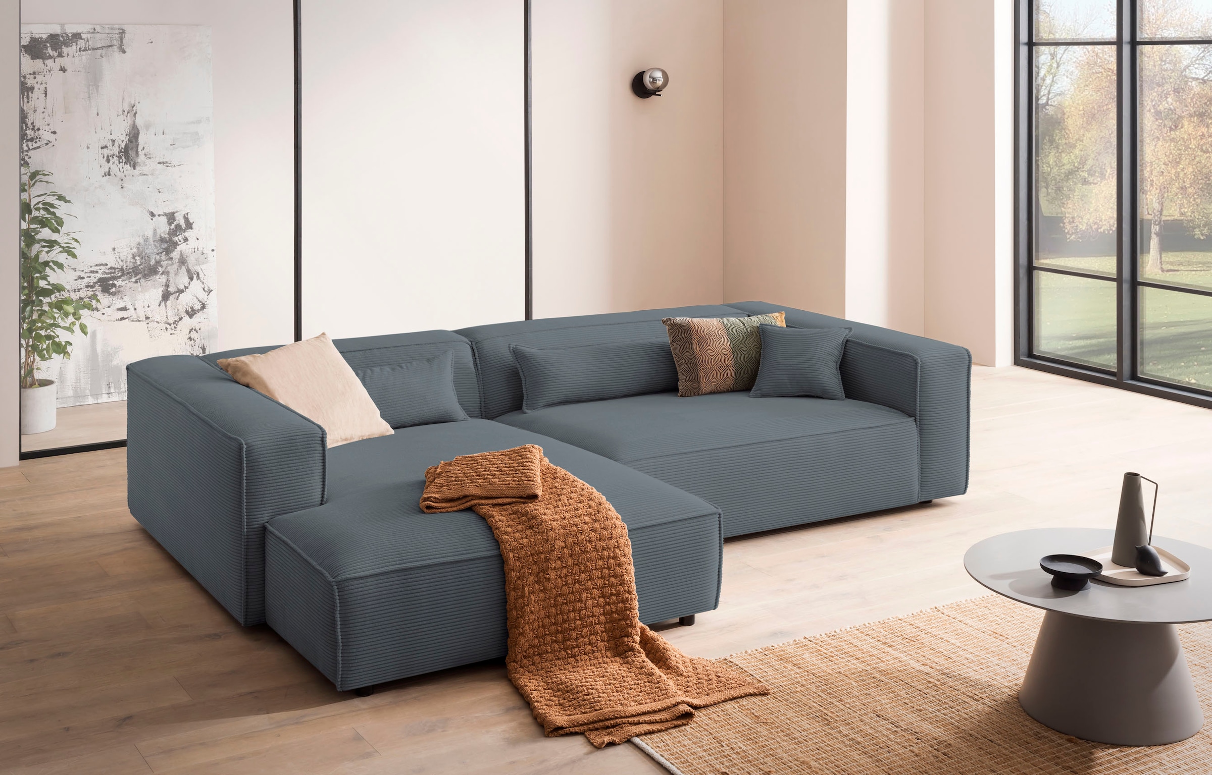 LeGer Home by Lena Gercke Ecksofa »PIARA XXL Cord, Big-Sofa, L-Form« wahlweise Ottomane rechts/links, Kedernaht, extra tiefe Sitzfläche