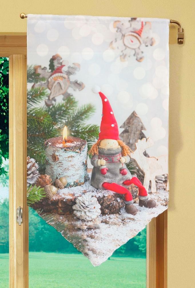 HOME WOHNIDEEN Scheibengardine "WEIHNACHTSWICHTEL" Stangendurchzug 1 Stk. tlg. HxB: 80x40