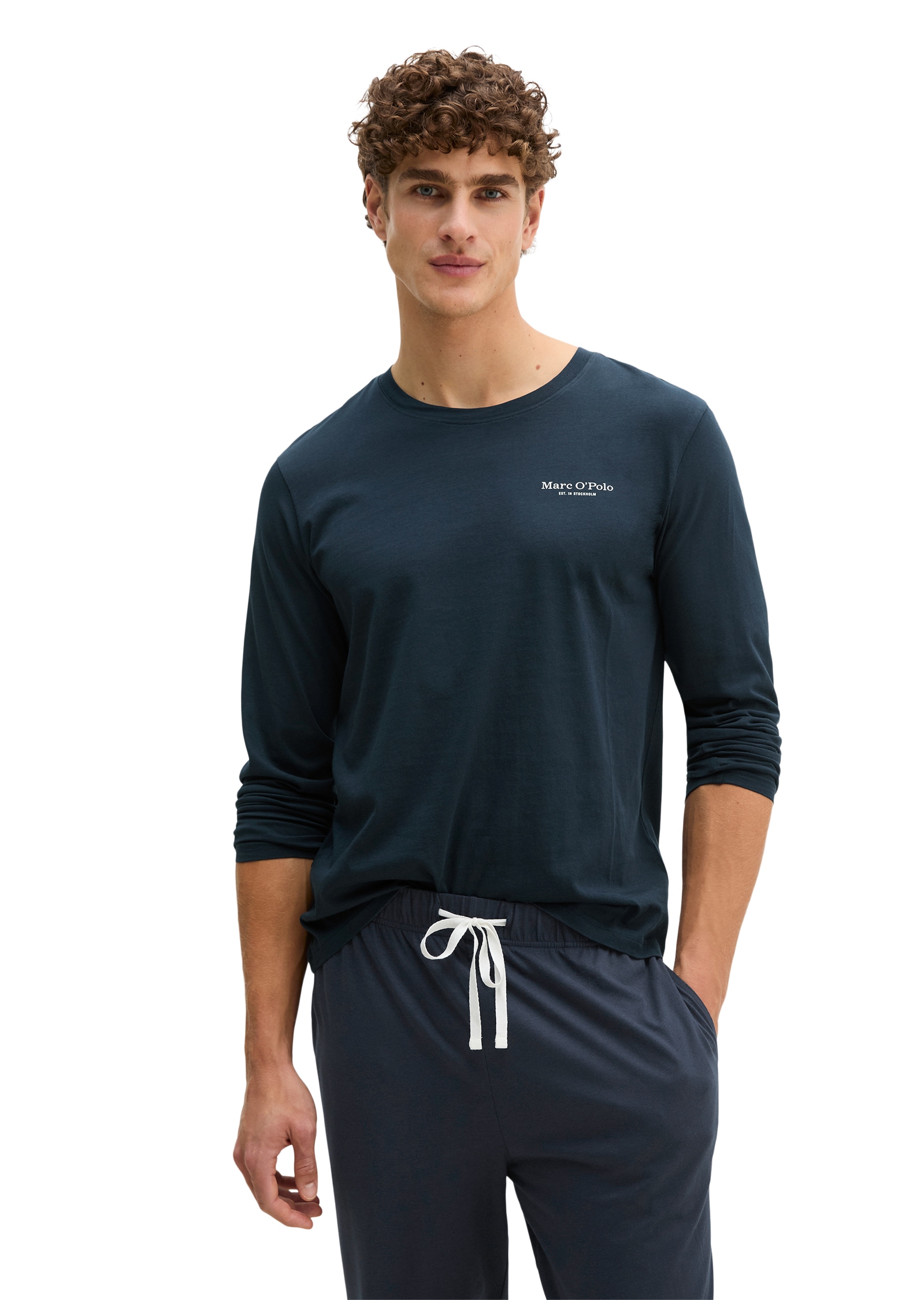 Marc O'Polo Pyjamaoberteil »Mix N Match Cotton« mit langen Ärmeln und Rundhalsausschnitt