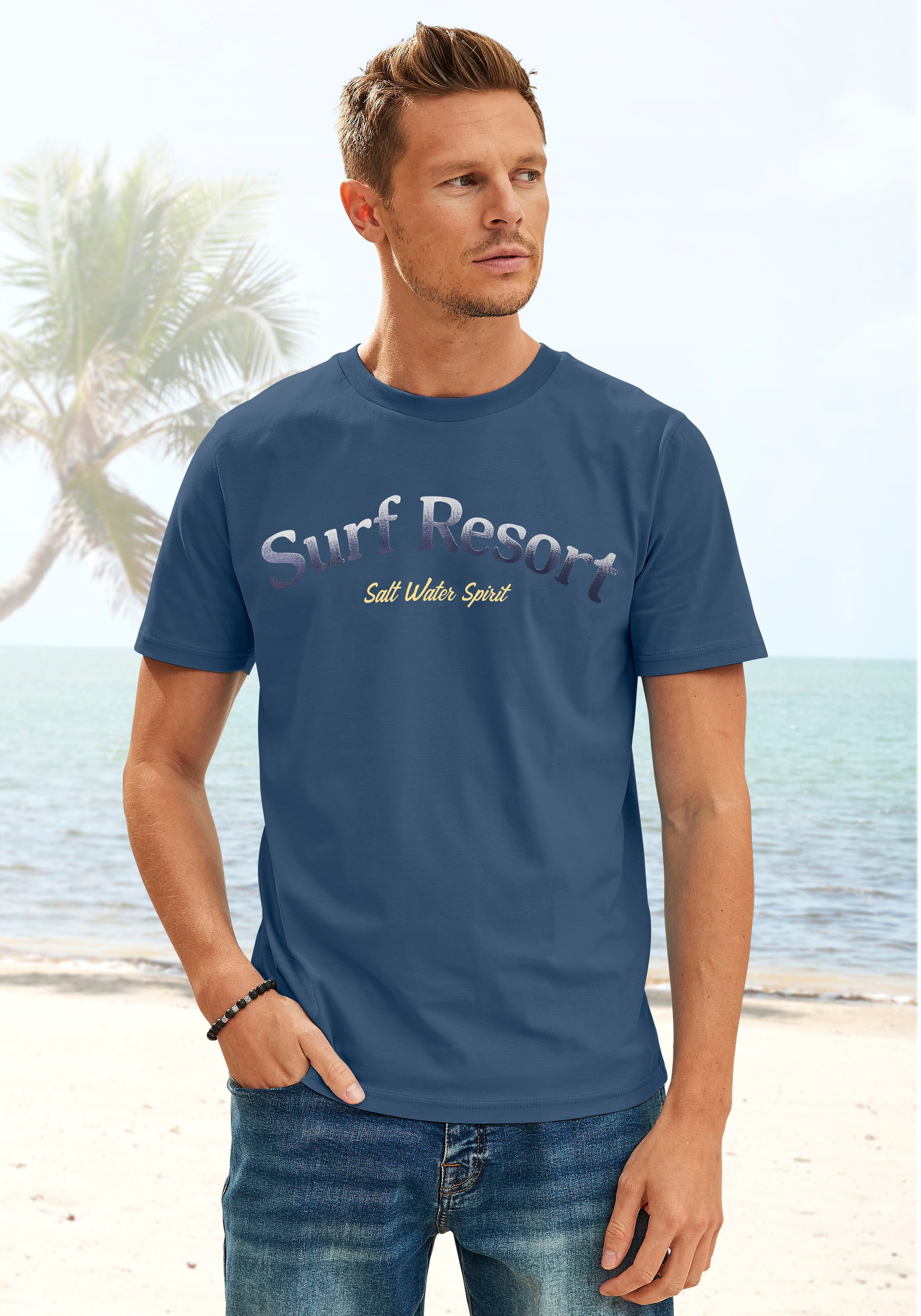 Beachtime T-Shirt Druck vorn mit Farbverlauf