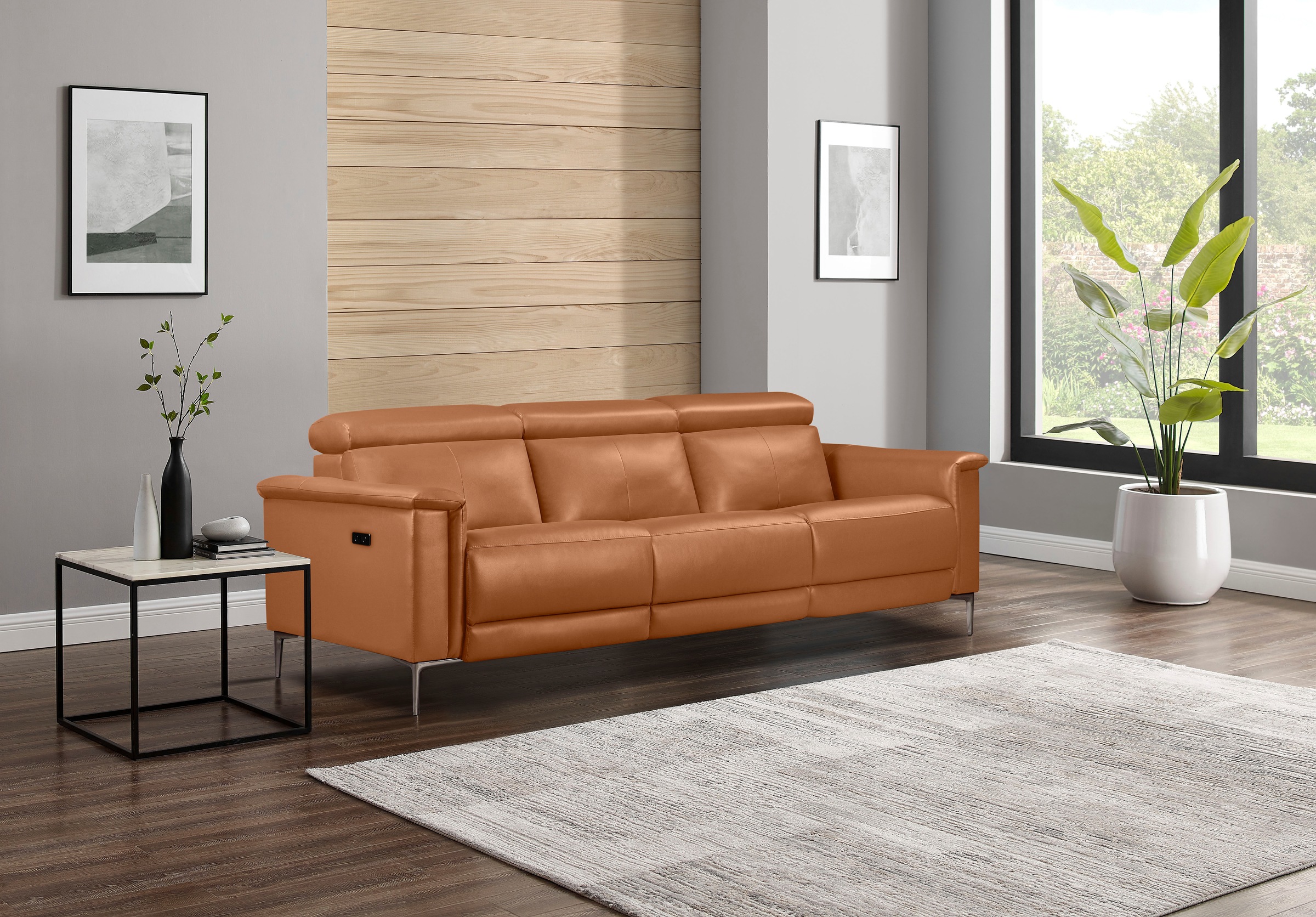 Places of Style 3-Sitzer Lund, in  Leder und Webstoff lieferbar
