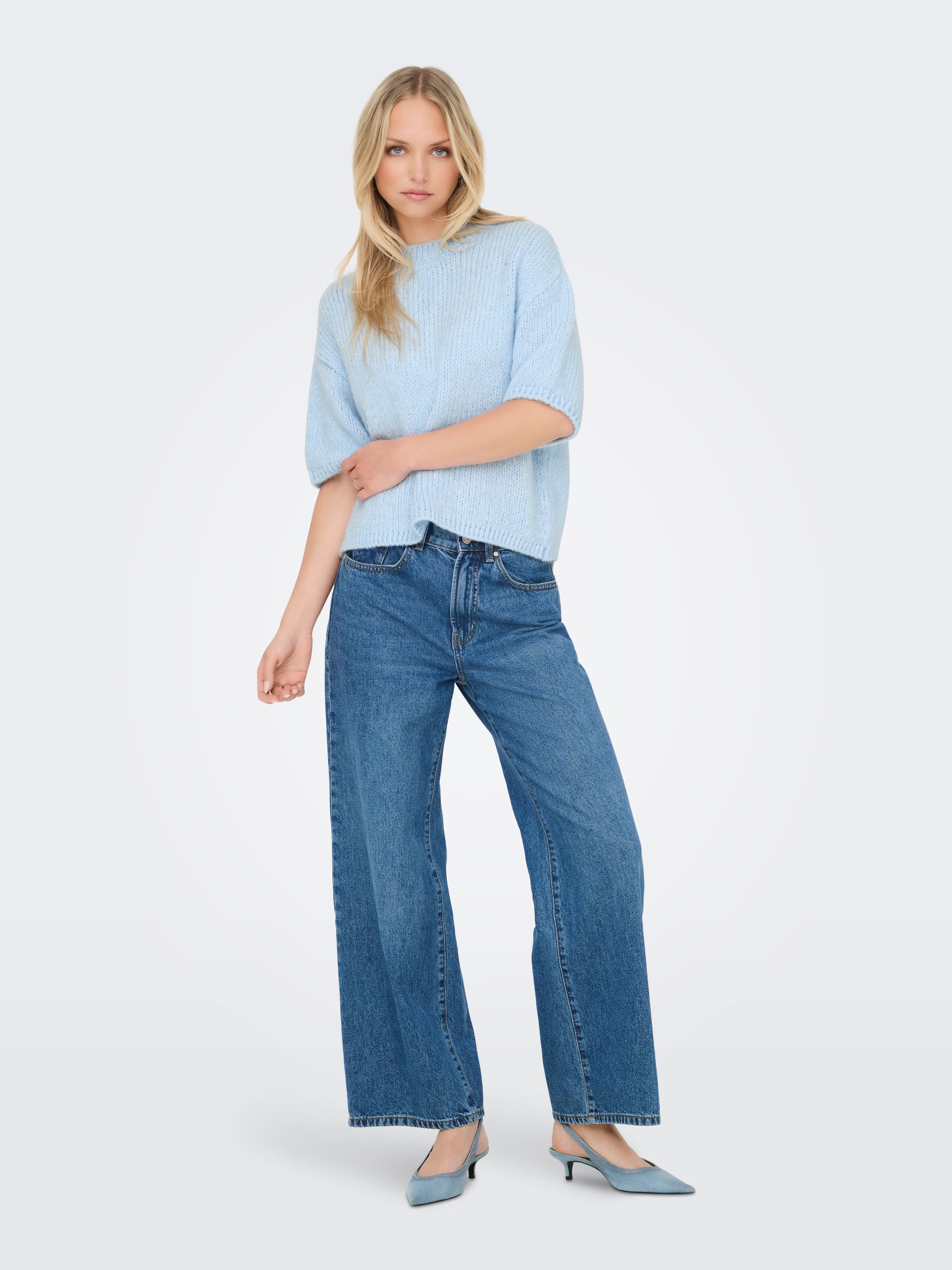 JDY Strickpullover »JDYLINEA S/S PULLOVER O-NECK KNT NOOS« Kunstfaser, Knit Fit