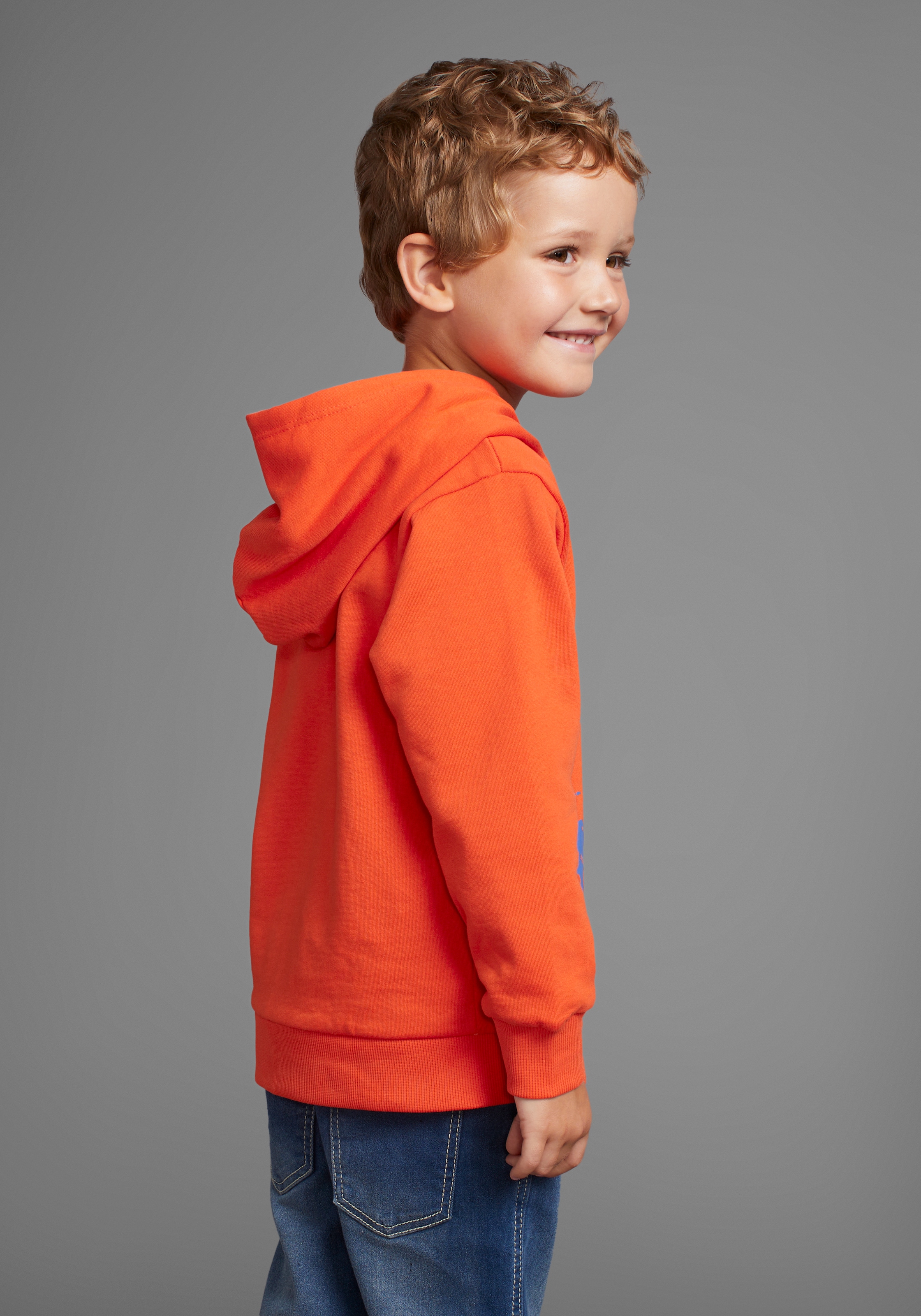 KIDSWORLD Kapuzensweatshirt »DINO«, Langarm, Basic-Passform, mit stylischem Druck, aus Baumwolle