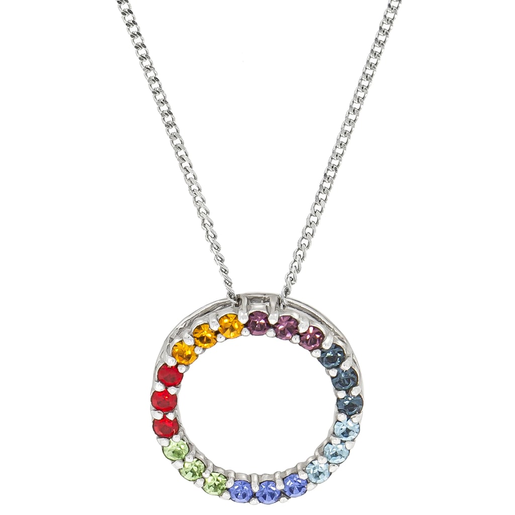 Firetti Kette mit Anhänger »Kreis & Regenbogenfarben glänzend« mit Kristallsteinen