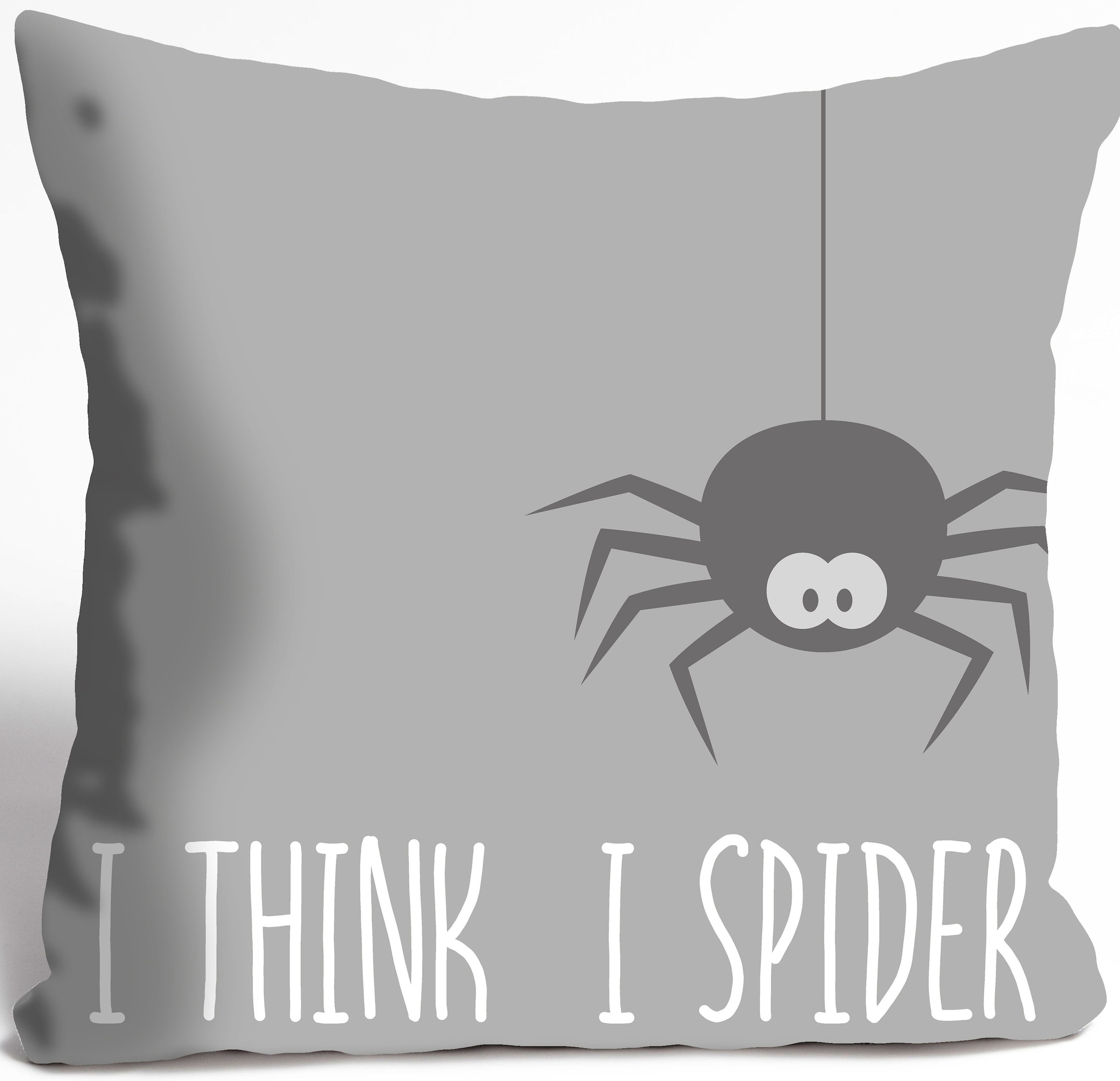 queence Dekokissen »I THINK I SPIDER«, Kissenhülle,I think I spider,Spruch,Witzig,Spinne,Englisch,Lustig
