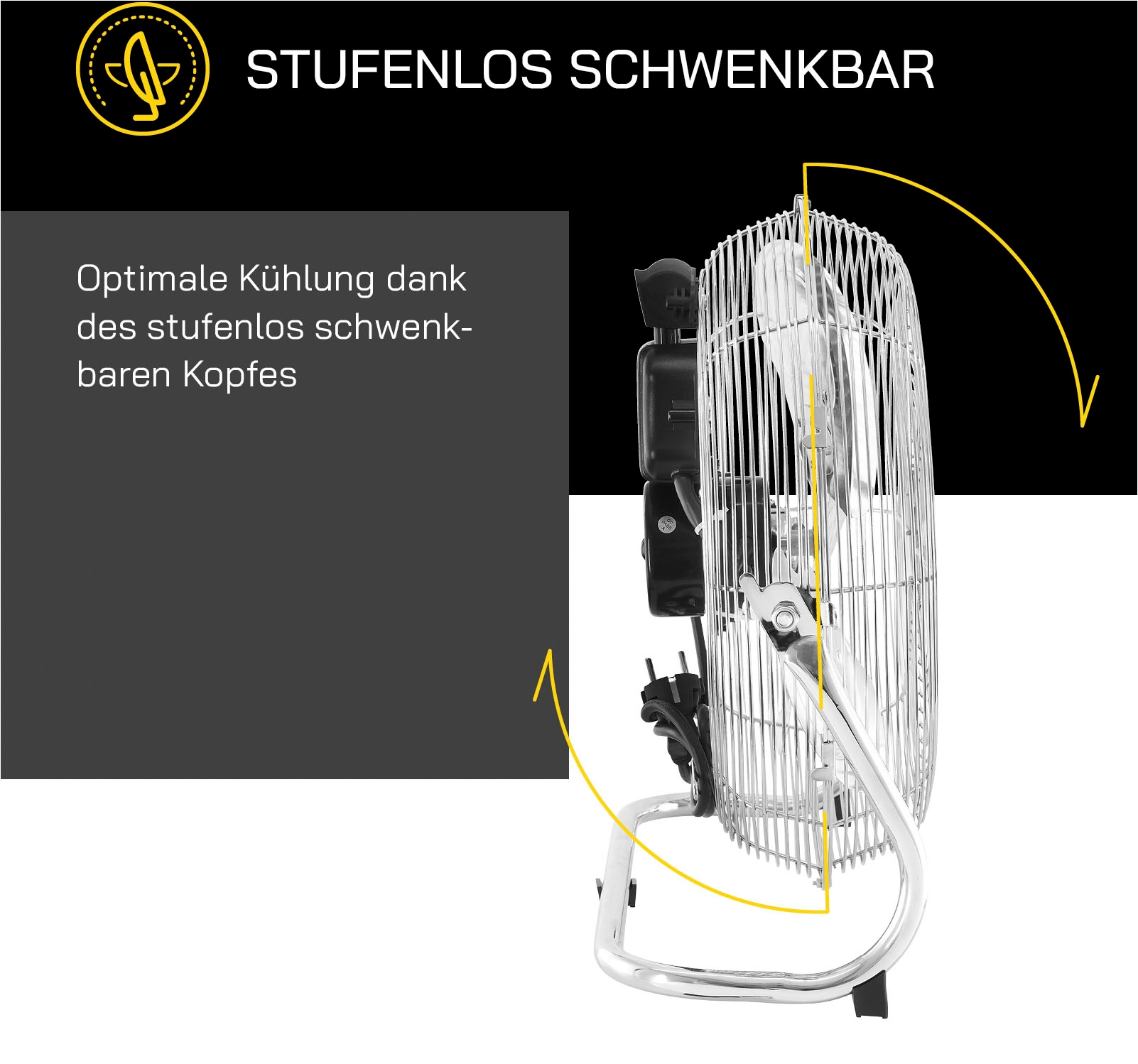 Gutfels Bodenventilator »VB 37058 ch«, Ø 35 cm, Vollmetall, 70 W Leistung, edelstahlfarben