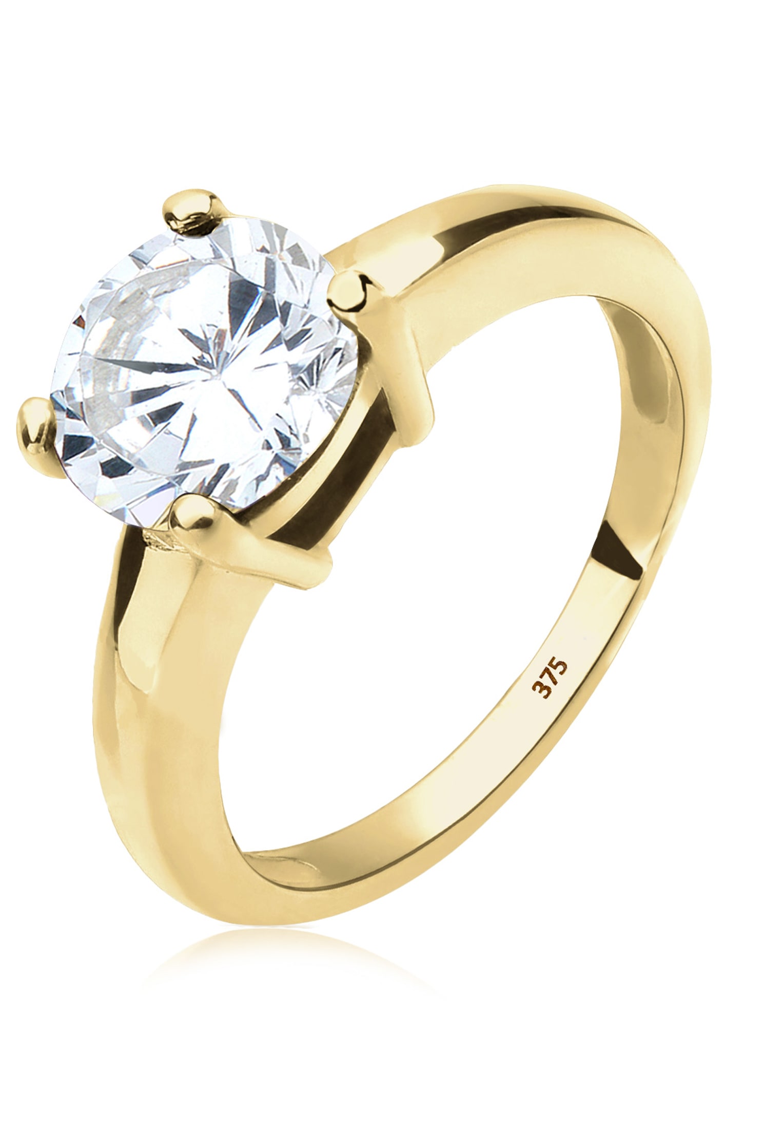 Fingerring »Ring Solitärring Zirkonia 375 Gelbgold Geschenkidee«