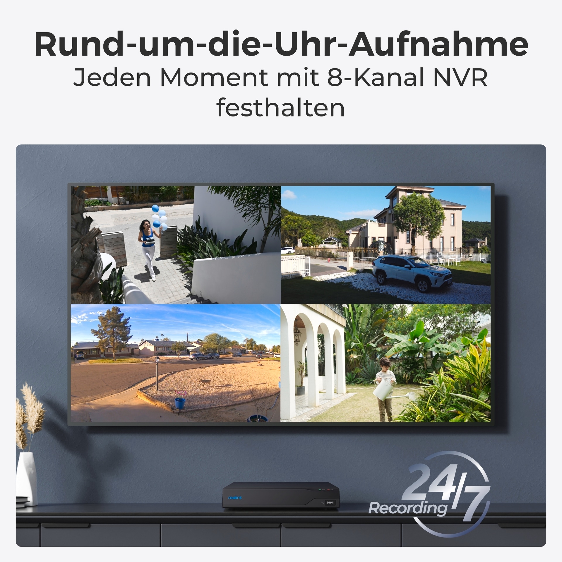 Reolink Überwachungskamera »NVS8-8MD4 - 4K UHD Sicherheitssystem, 8-Kanal NVR«, Außenbereich, 30m scharfe Nachtsicht, 24/7 Aufnahme, intelligente Erkennung