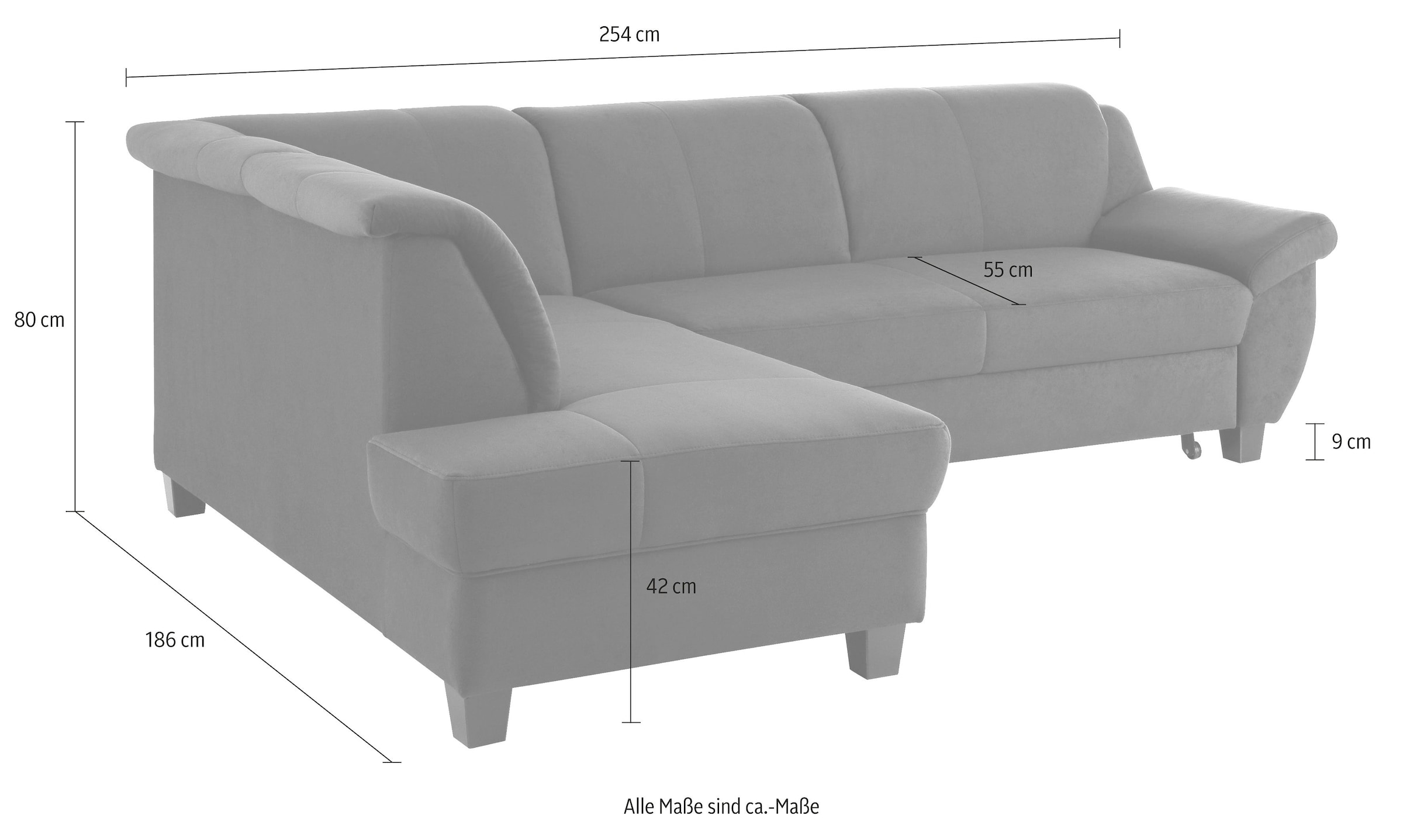 Home affaire Ecksofa »Yesterday L-Form«, wahlweise mit Bettfunktion, auch in Cord