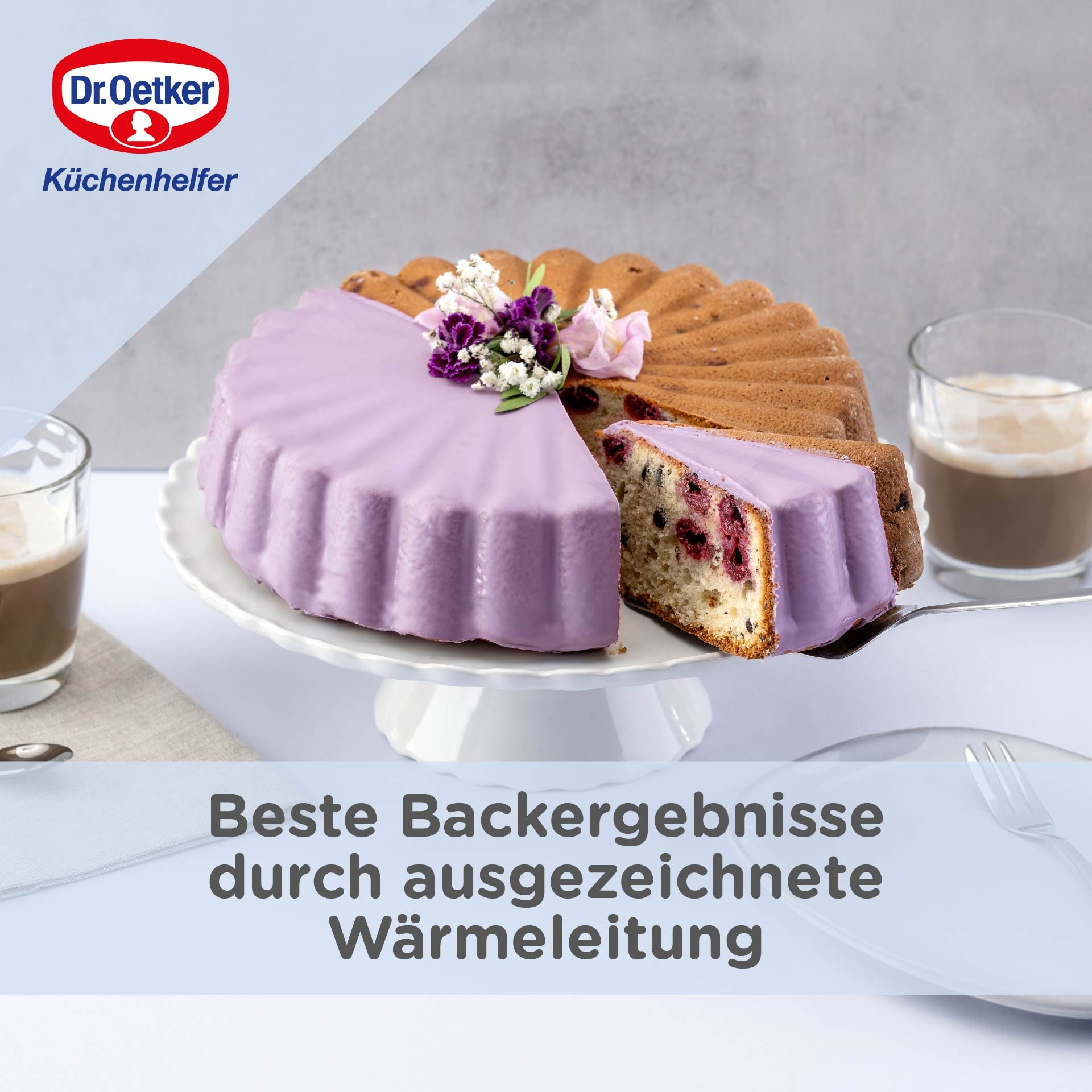 Dr. Oetker Küchenhelfer Backform »Charlottenform Back-Liebe Emaille, Ø 28 cm, ozeanblau« Emaille-Versiegelung, schnitt- und kratzfest, spülmaschinengeeignet
