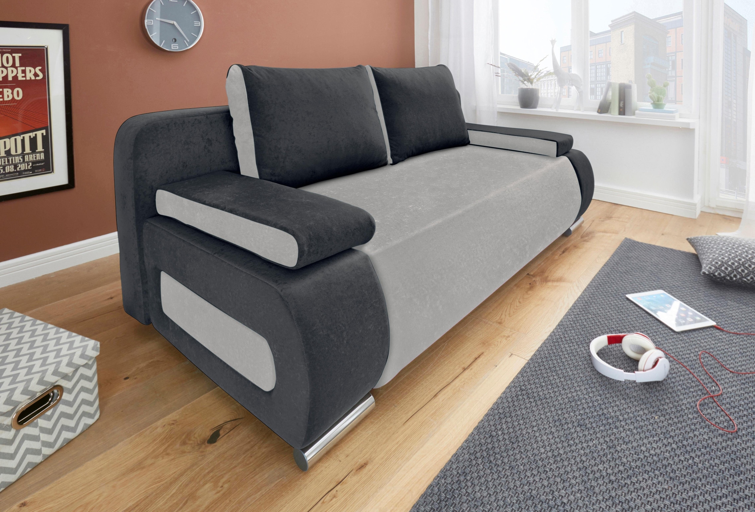 Schlafsofa Moritz, mit Bettfunktion und Bettkasten