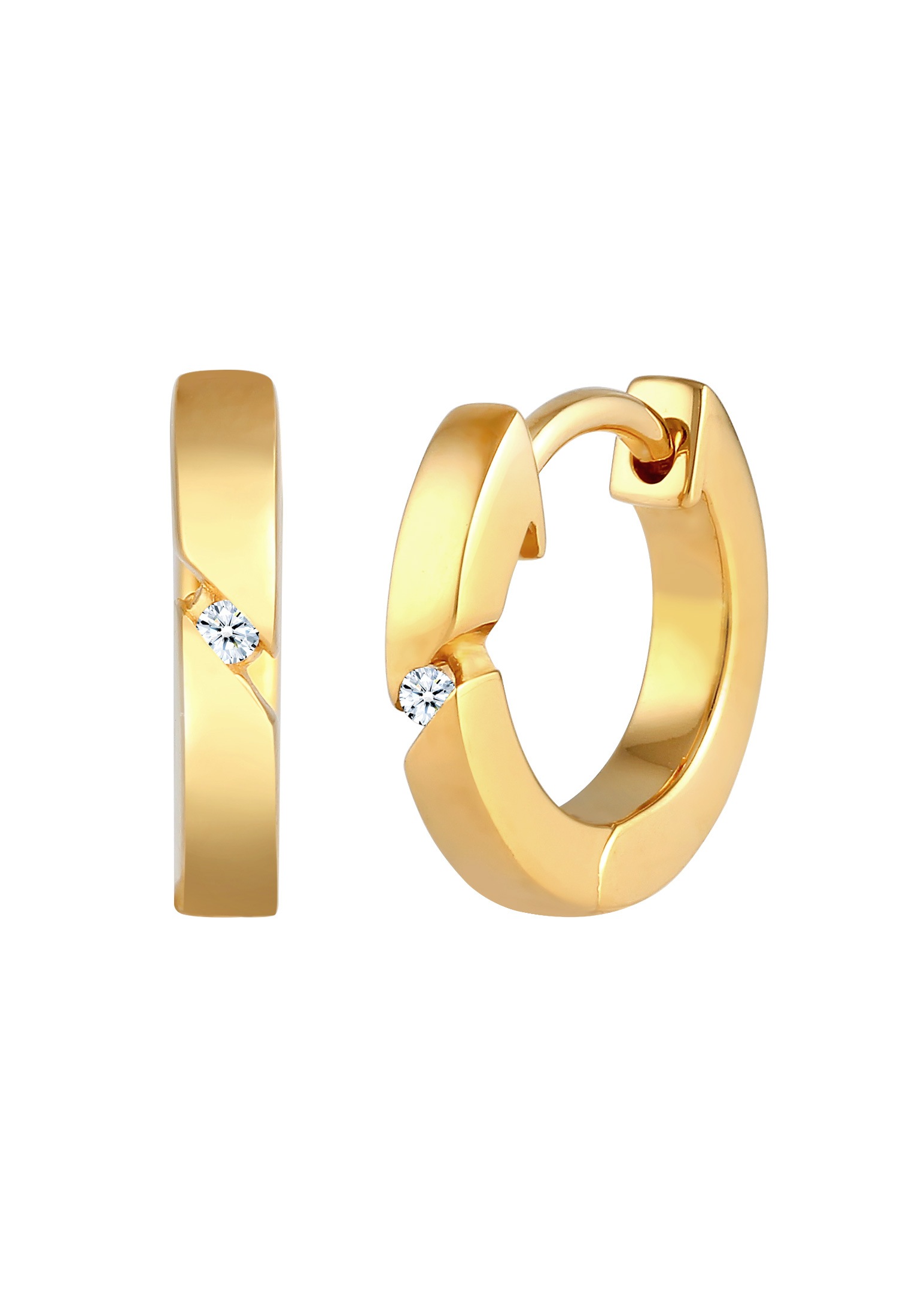 Elli DIAMONDS Paar Creolen »Ohrringe Creolen Basic Diamant (0.03 ct.) 925 Silber«