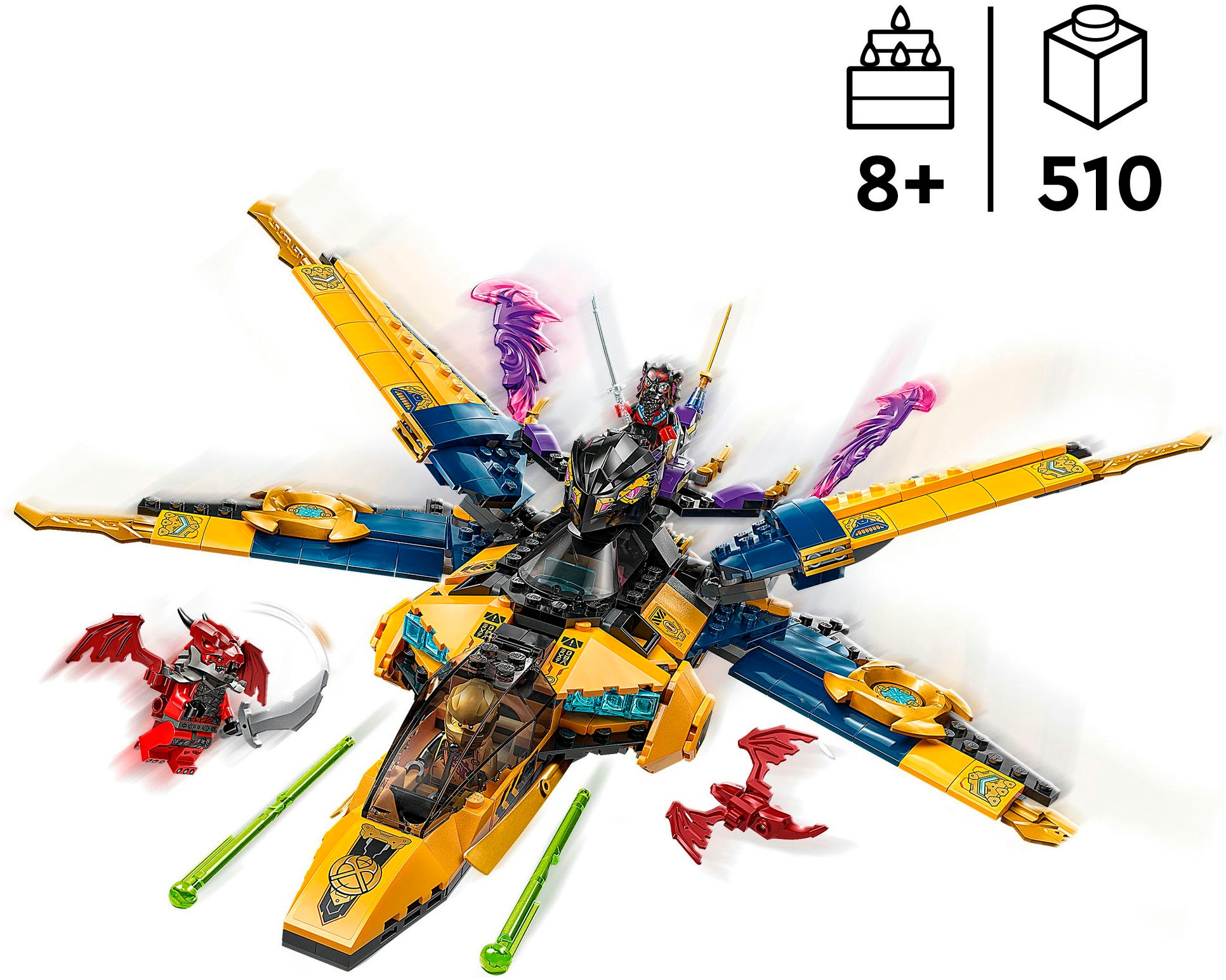 LEGO® Konstruktionsspielsteine »Ras und Arins Super-Sturmflieger (71833), LEGO Ninjago«, (510 St.), Made in Europe