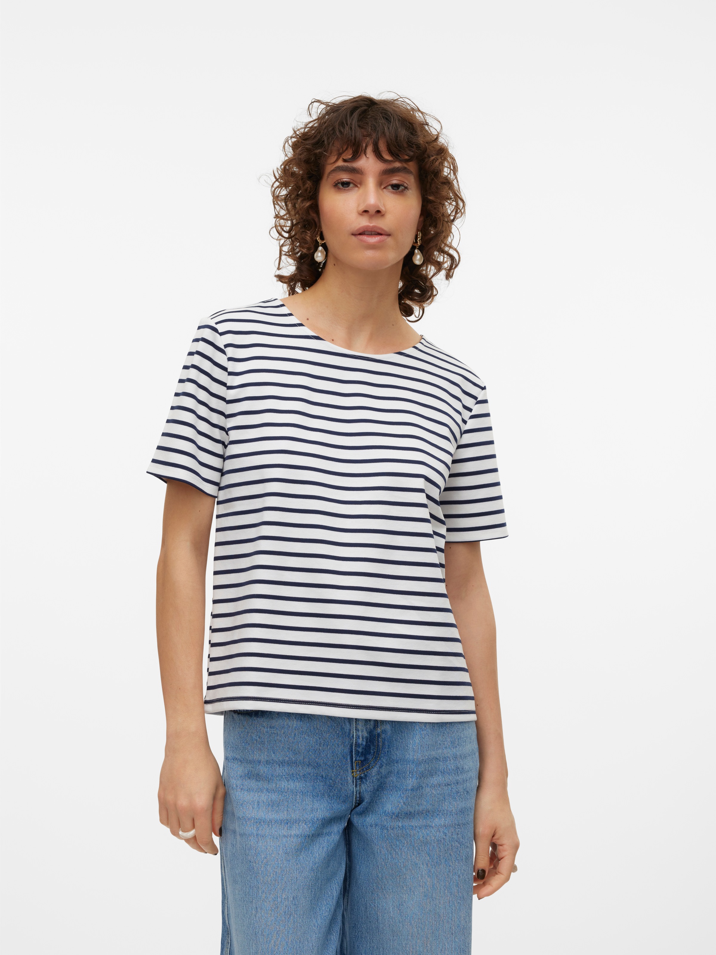 Vero Moda Rundhalsshirt »VMABBY SS ZIP TOP JRS NOOS«