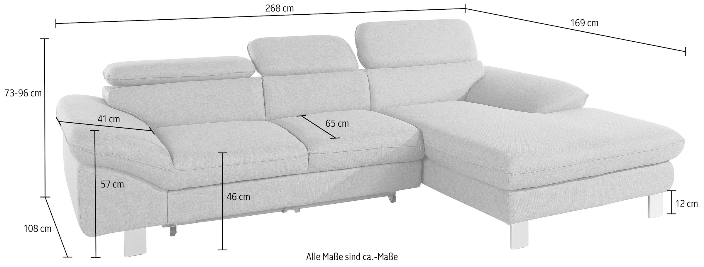 COTTA Ecksofa »Driver L-Form« mit Kopfteilverstellung, wahlweise mit Bettfunktion & Bettkasten