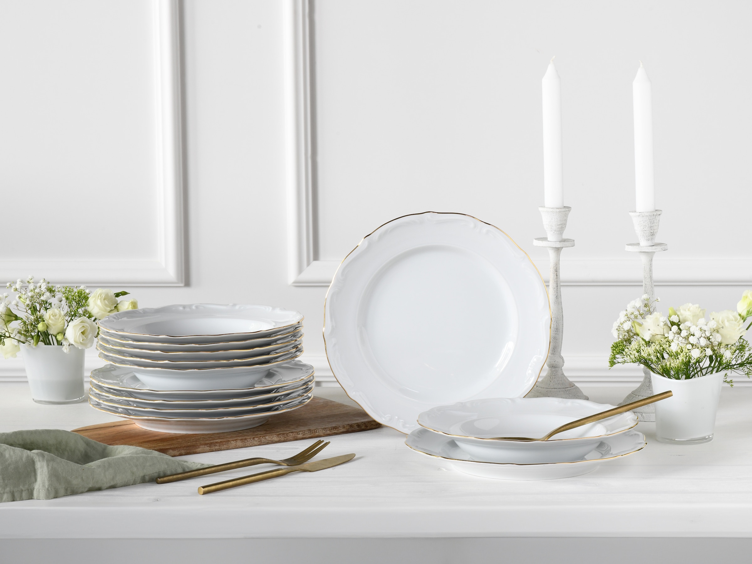 CreaTable Tafelservice »Maria Theresia, Tafel-Service 12-tlg« Traditionelle Porzellanform