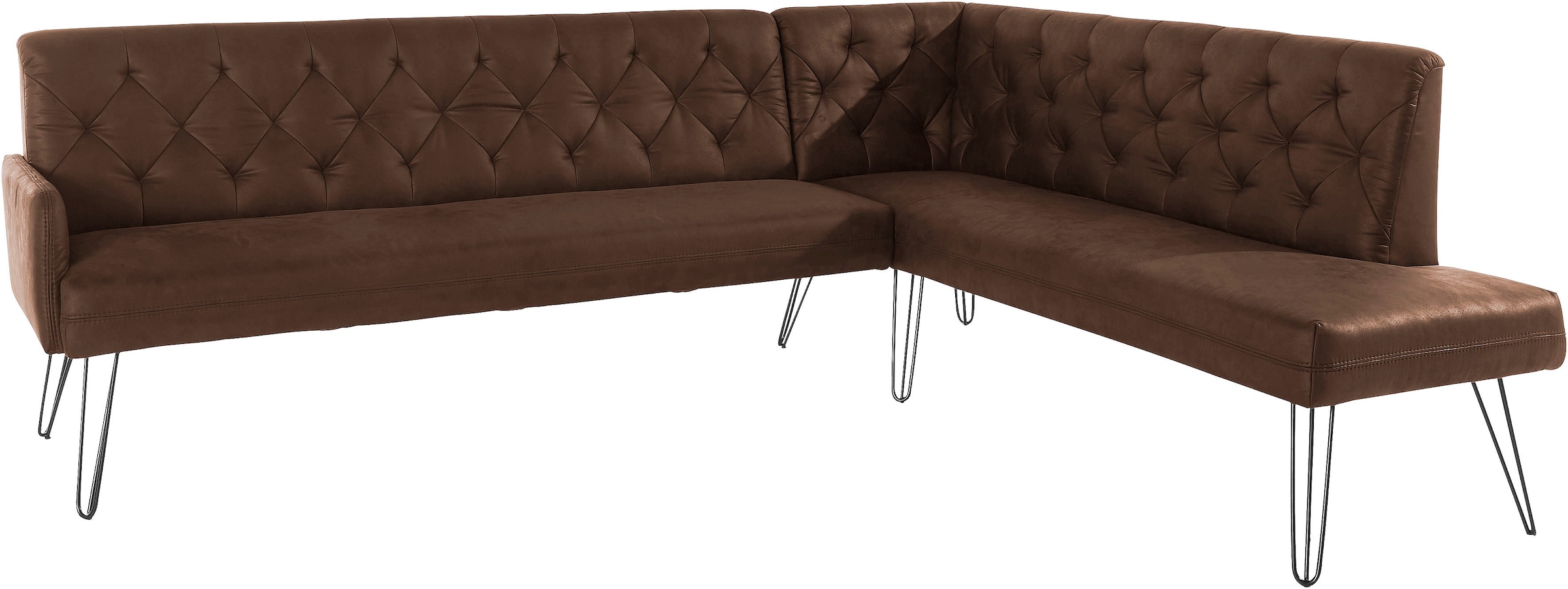 exxpo - sofa fashion Eckbank »Doppio, Chesterfield Optik, komfortabel und bequem, hohe Designfüße«, Frei im Raum stellbar