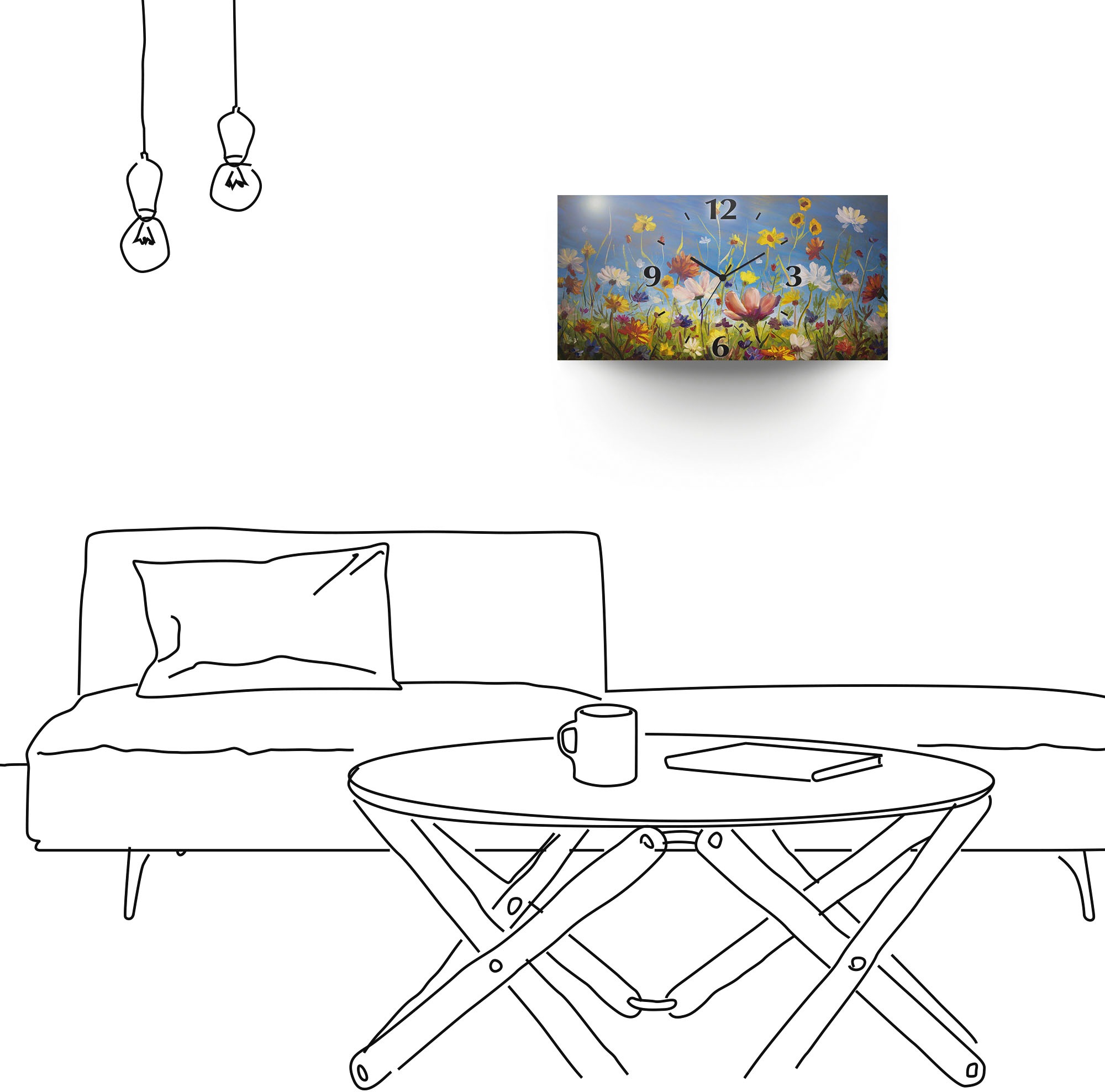 Artland Wanduhr »Wildblumenwiese«, 3D Optik gebogen, mit Quarz- oder Funkuhrwerk, versch. Größen
