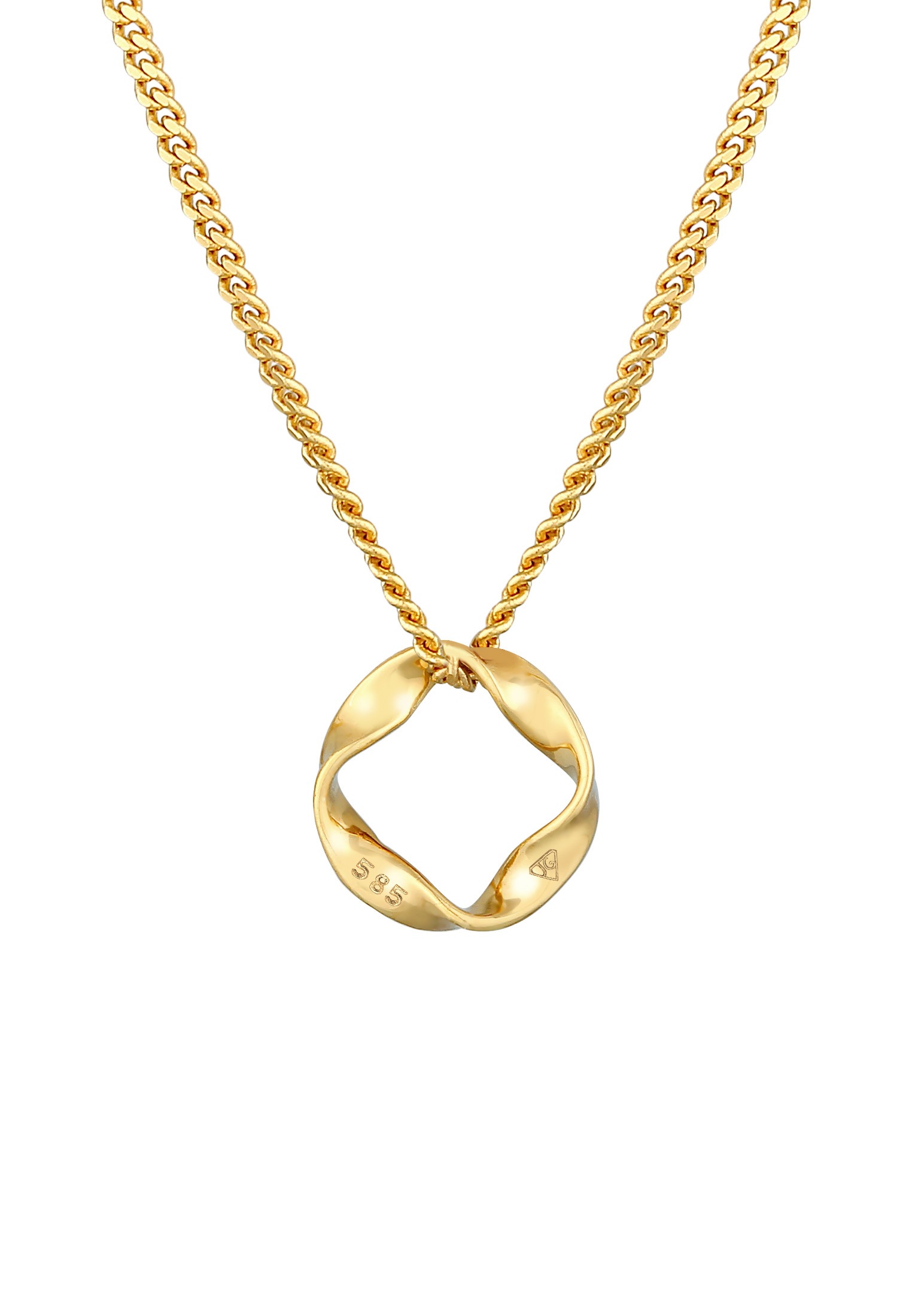 Elli Premium Kette mit Anhänger »Halskette Kreis Design Twisted Gedreht 585 Gelbgold«