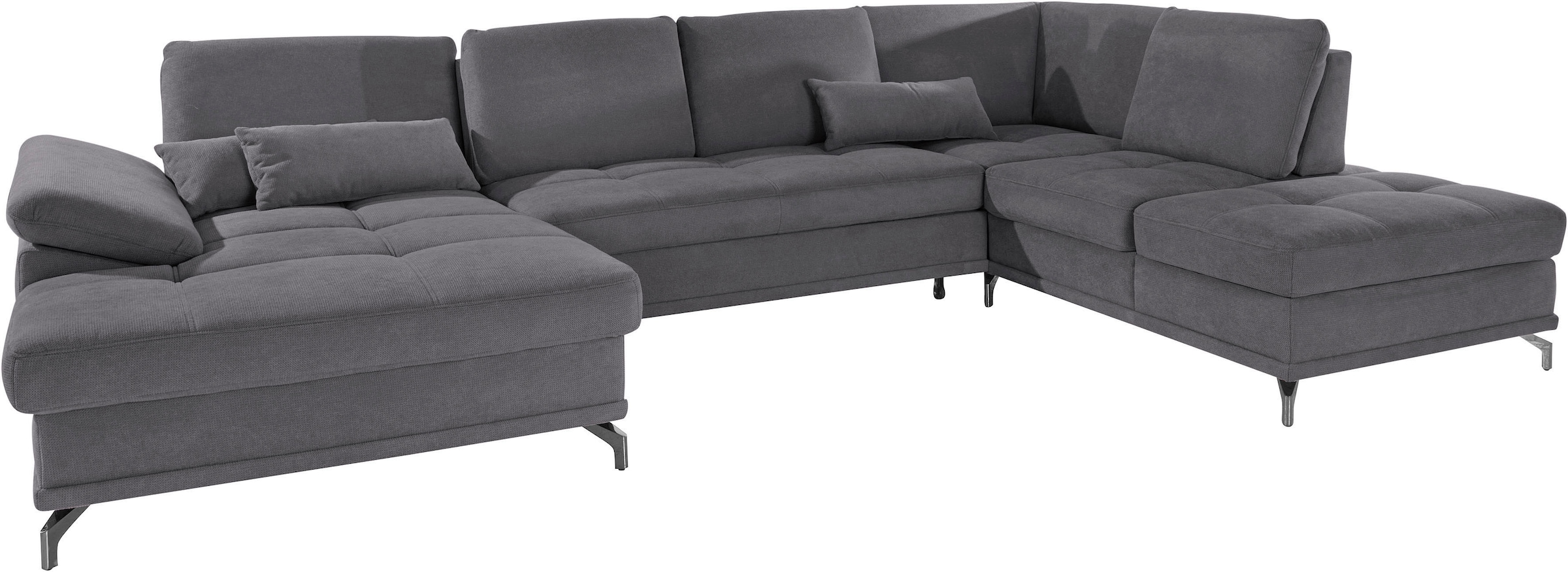 Places of Style Wohnlandschaft »Costello U-Form, mit Sitztiefenverstellung, Armteilverstellung und«, 3 Nierenkissen, optional Bettfunktion und Bettkasten