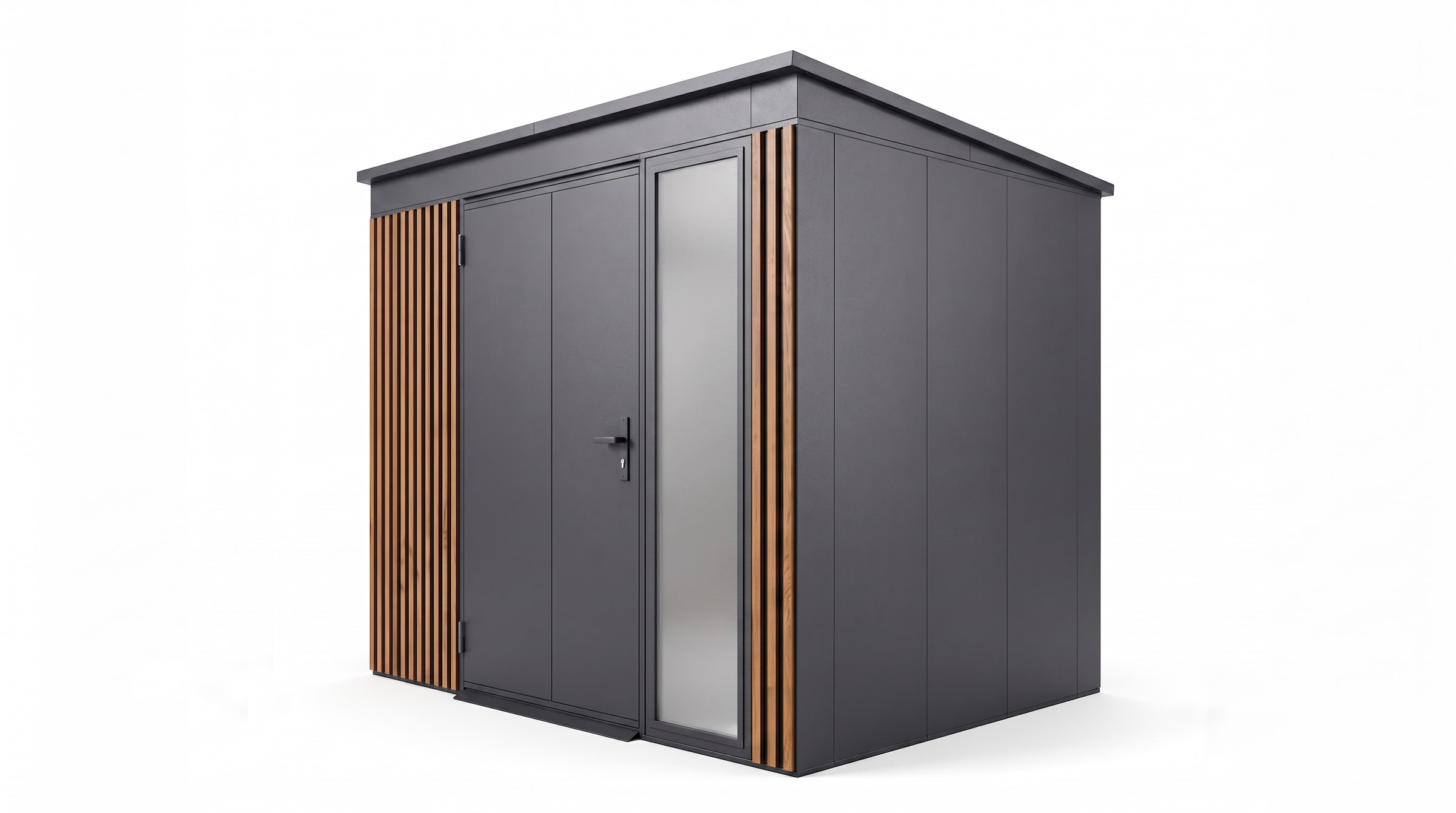 weka Gerätehaus »Gary Gr. 5, aus Metall mit Holzoptik, anthrazit« aus pulverbeschichtetem, verzinktem Stahl