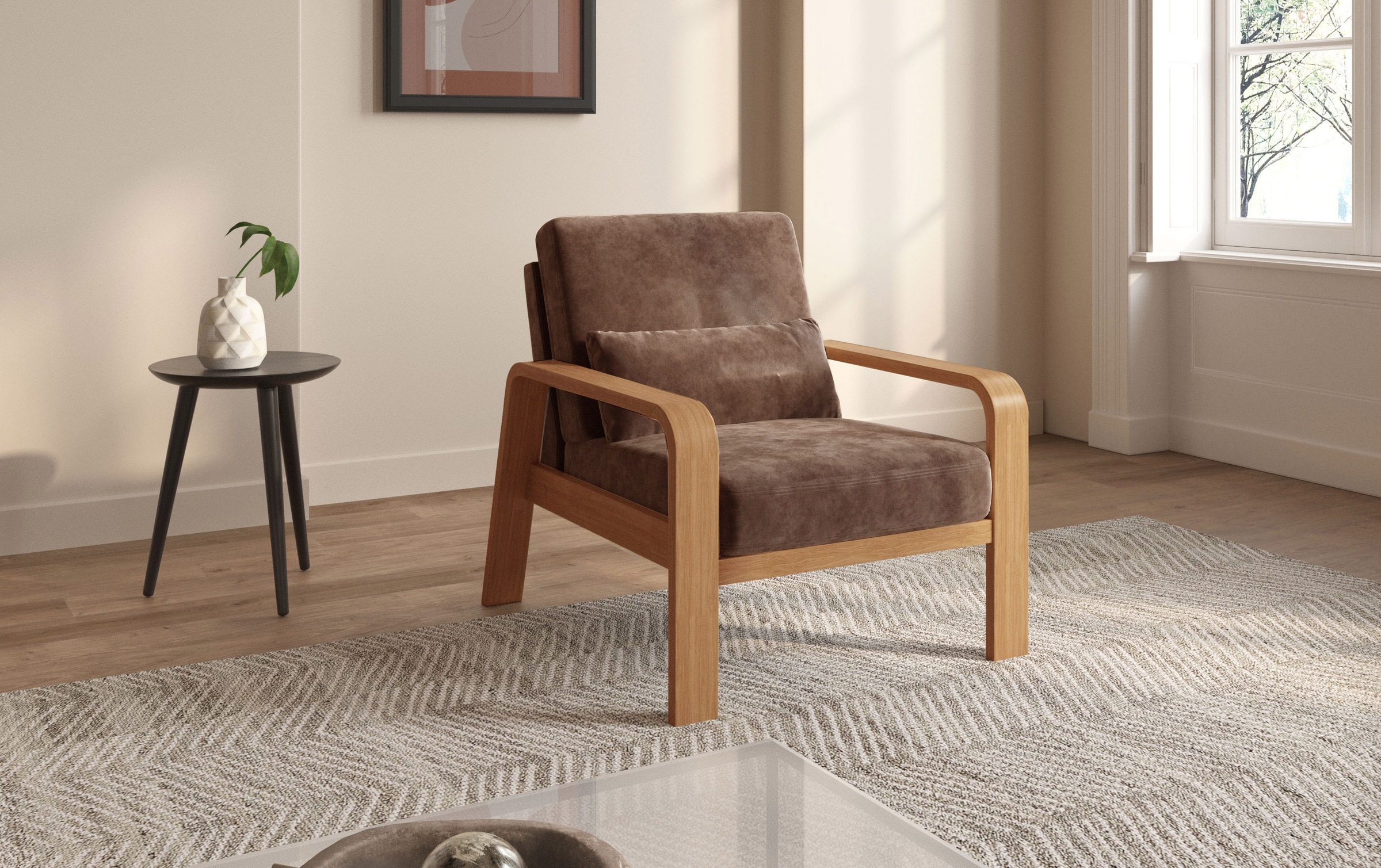 sit&more Sessel »Kolding«, Armlehnen aus eichefarbigem Buchenholz, verschiedene Bezüge und Farben