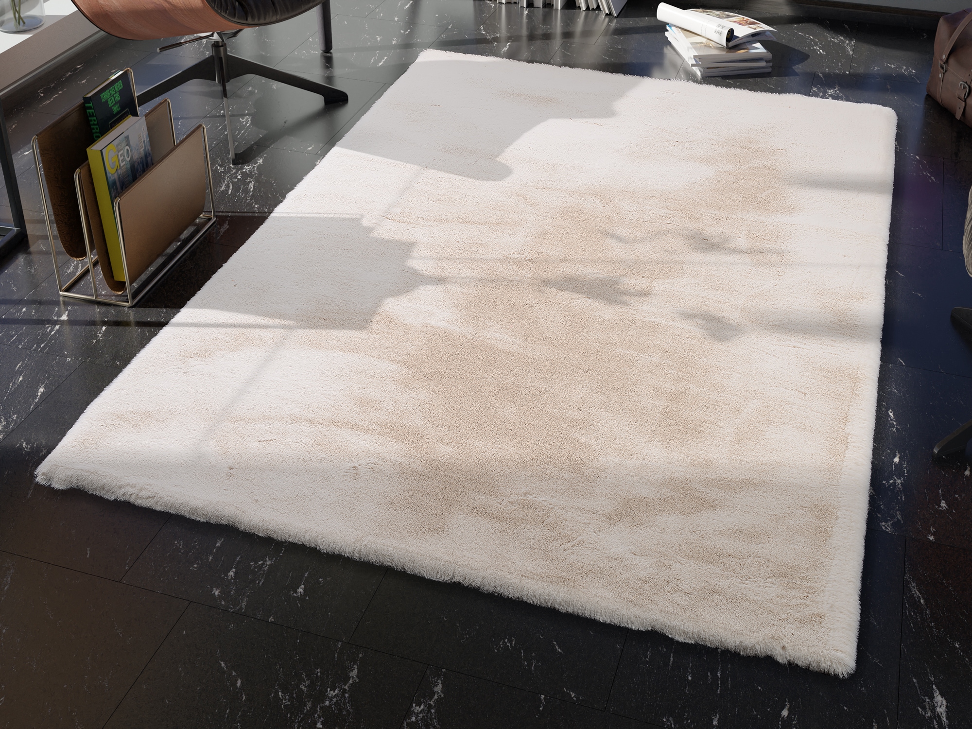 OCI DIE TEPPICHMARKE Hochflor-Teppich "ROCKY SOFT" rechteckig 35 mm Höhe Kunstfell, weich, kuschelig, maschinell gewebt, Kaninchen Haptik