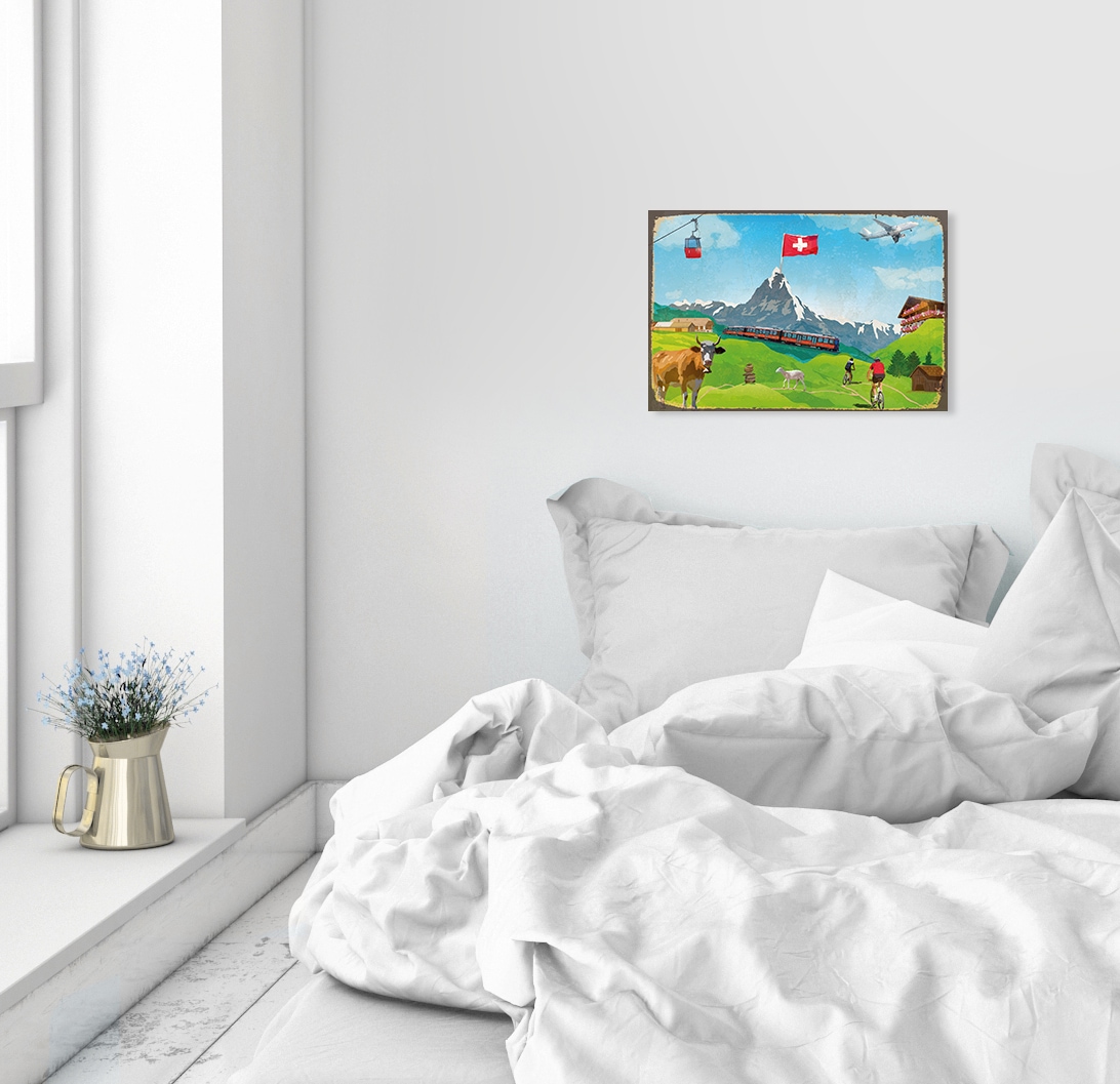 queence Metallbild »VACATION« Schweiz Blechschilder