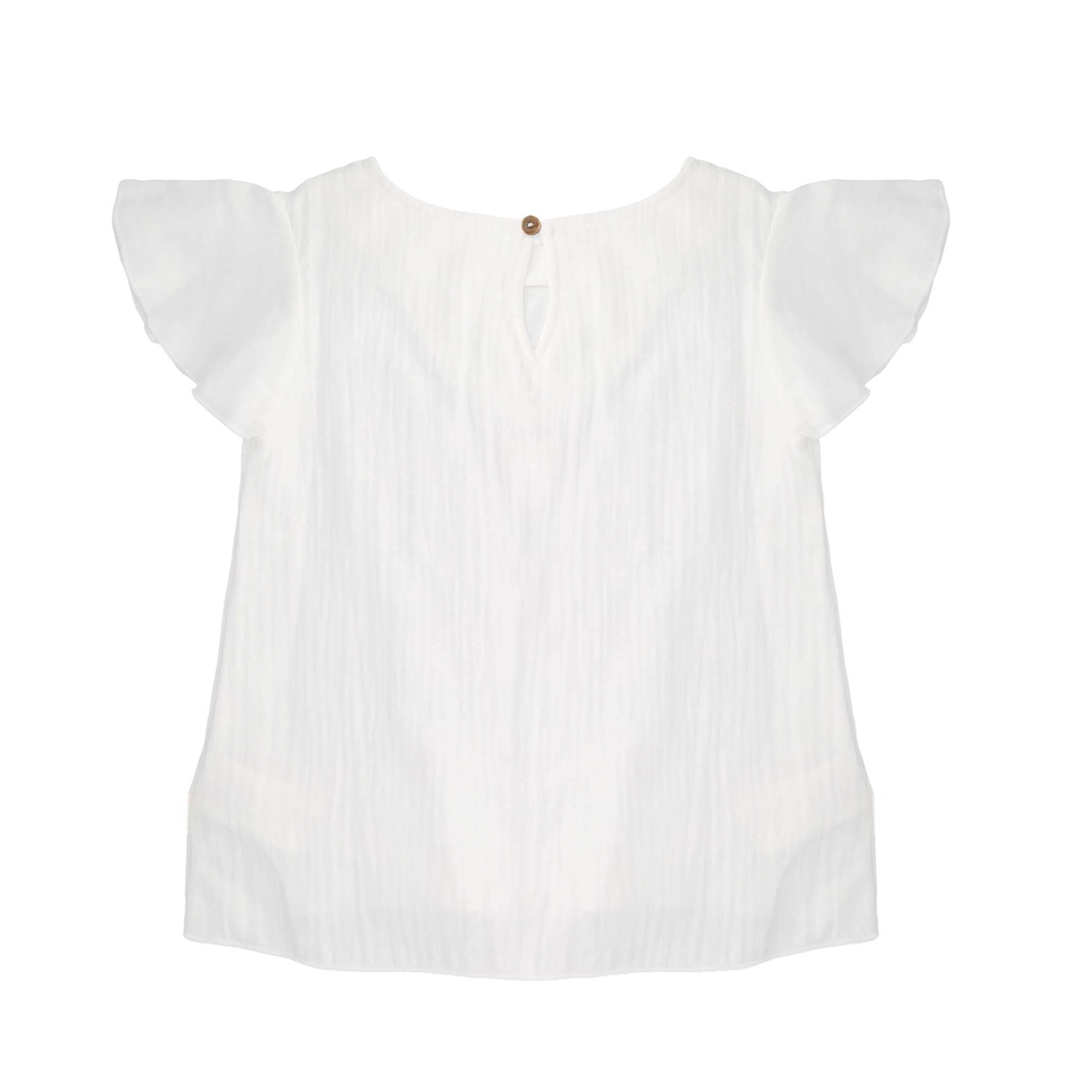 MAXIMO T-Shirt 1 Weiß, Musselin, Flügelärmel, Knopfverschluss, Mädchen