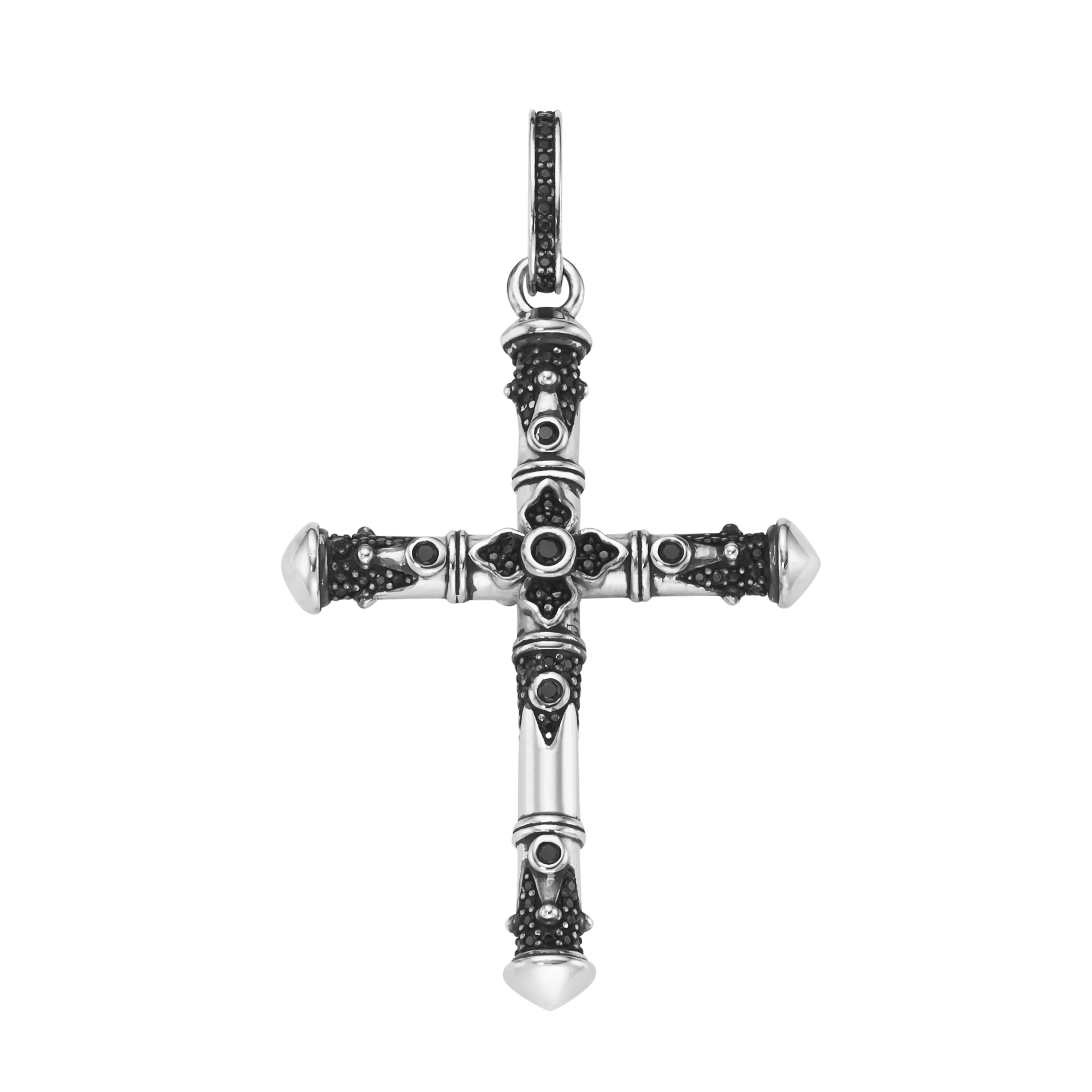 GIORGIO MARTELLO MILANO Kreuzanhänger »Anhänger Kreuz mit schwarzen Spinellen, Silber 925«