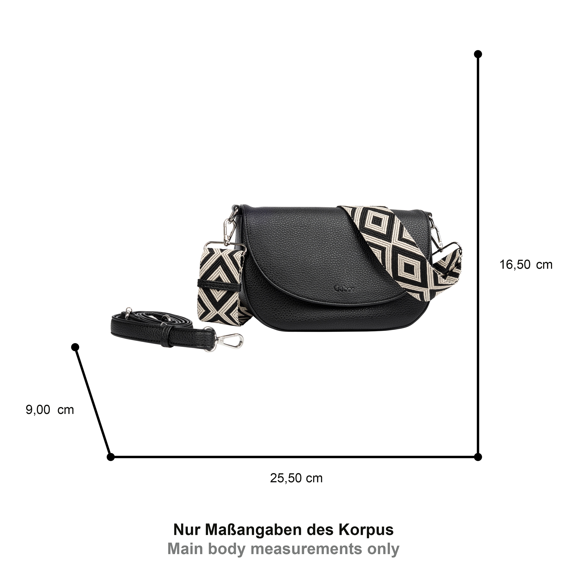 Gabor Satteltasche »Linda« weiches Kunstleder mit elegantem Schultergurt aus edlem Gewebeband