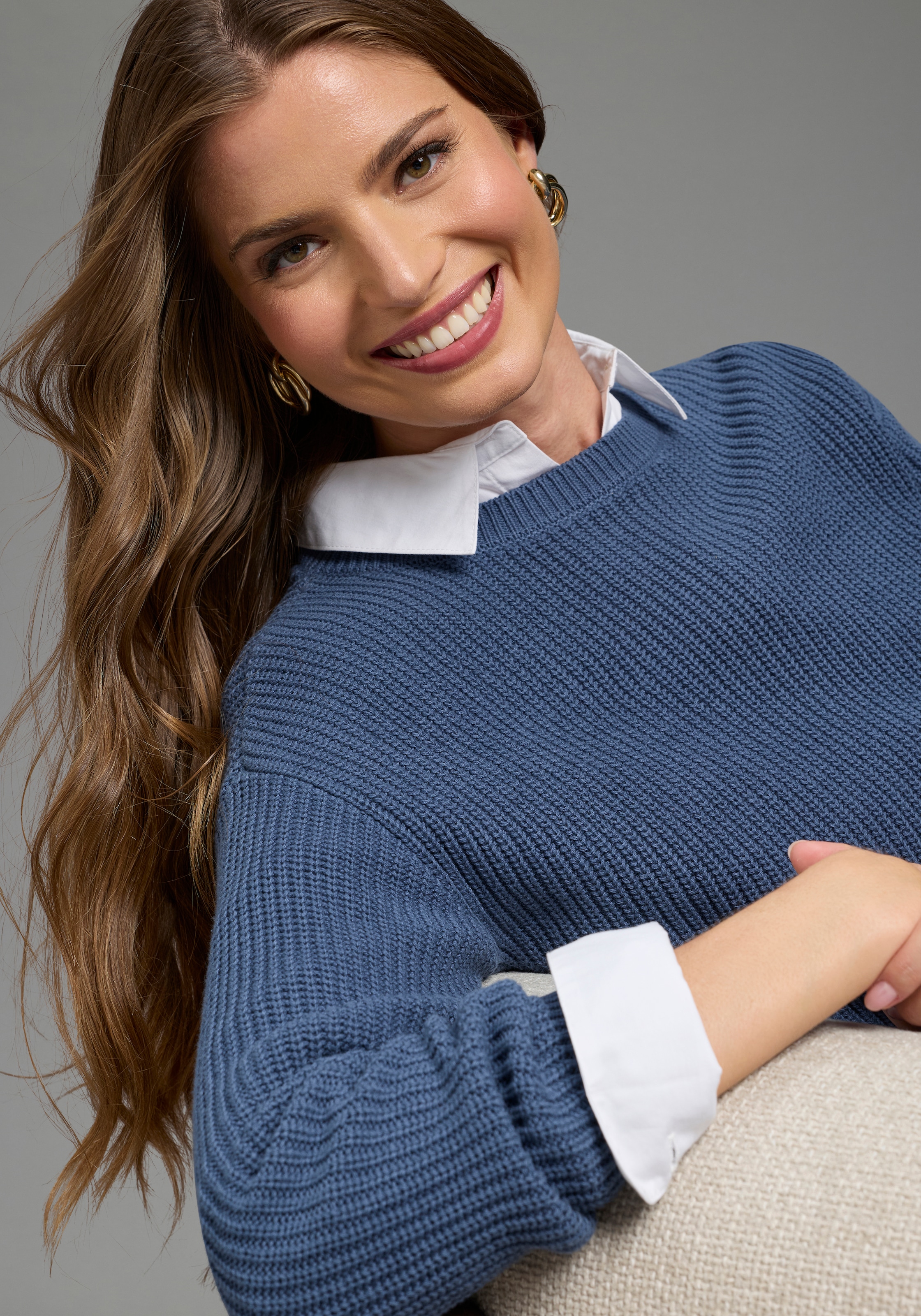 Laura Scott Rundhalspullover »CIRCULAR COLLECTION-GOTS zertifiziert« aus schönem Grobstrick