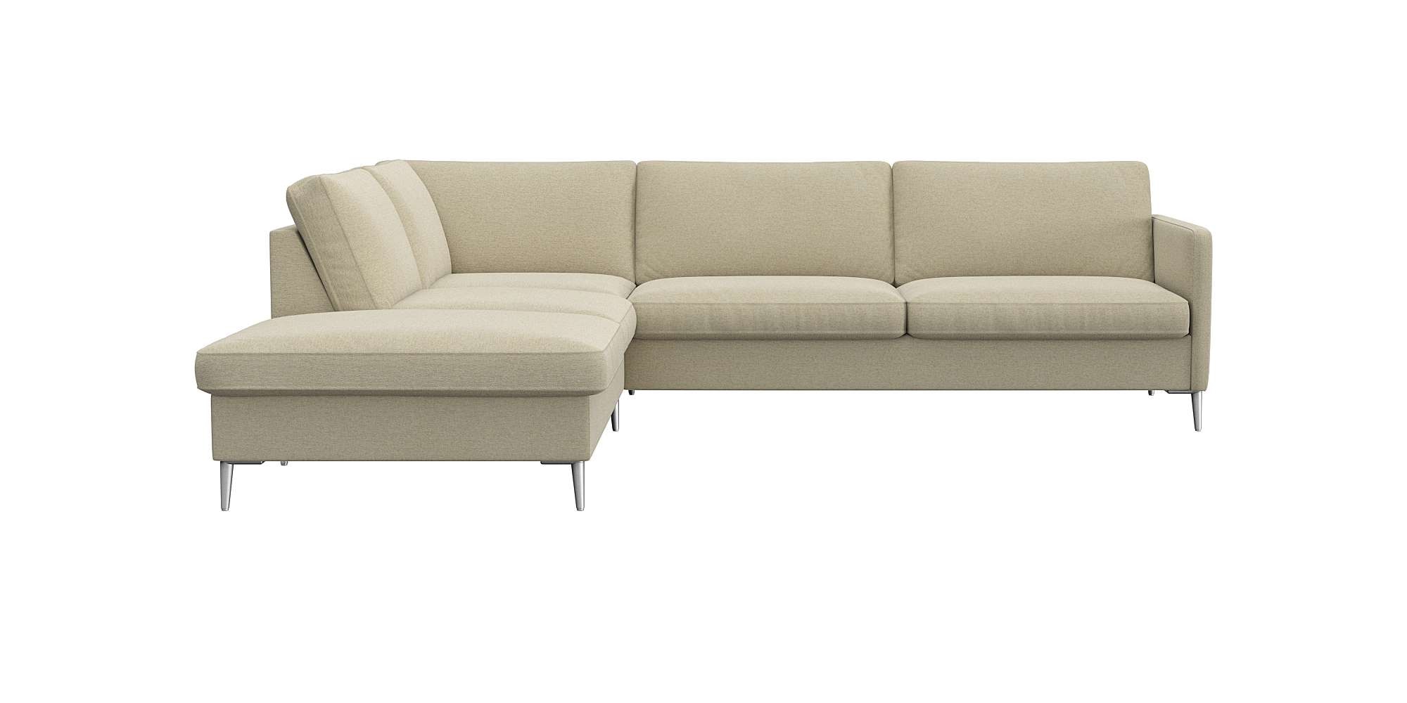 FLEXLUX Ecksofa »Fiore, L-Form«, schmale Armlehnen, Kaltschaum, Füße Alu