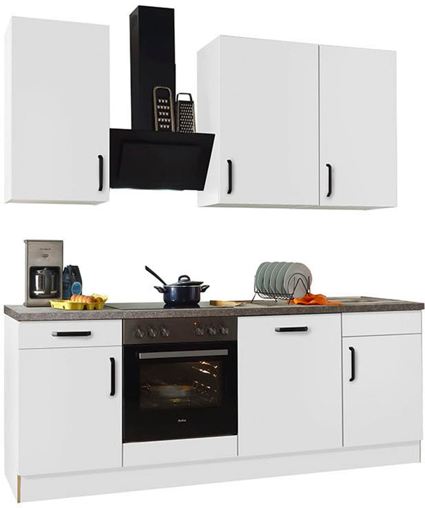 wiho Küchen Küchenzeile ""Simi", wahlweise mit E-Geräten, mit verstellbaren Füßen" Soft-Close-Funktion in Schubkästen und Auszügen, Breite 220 cm