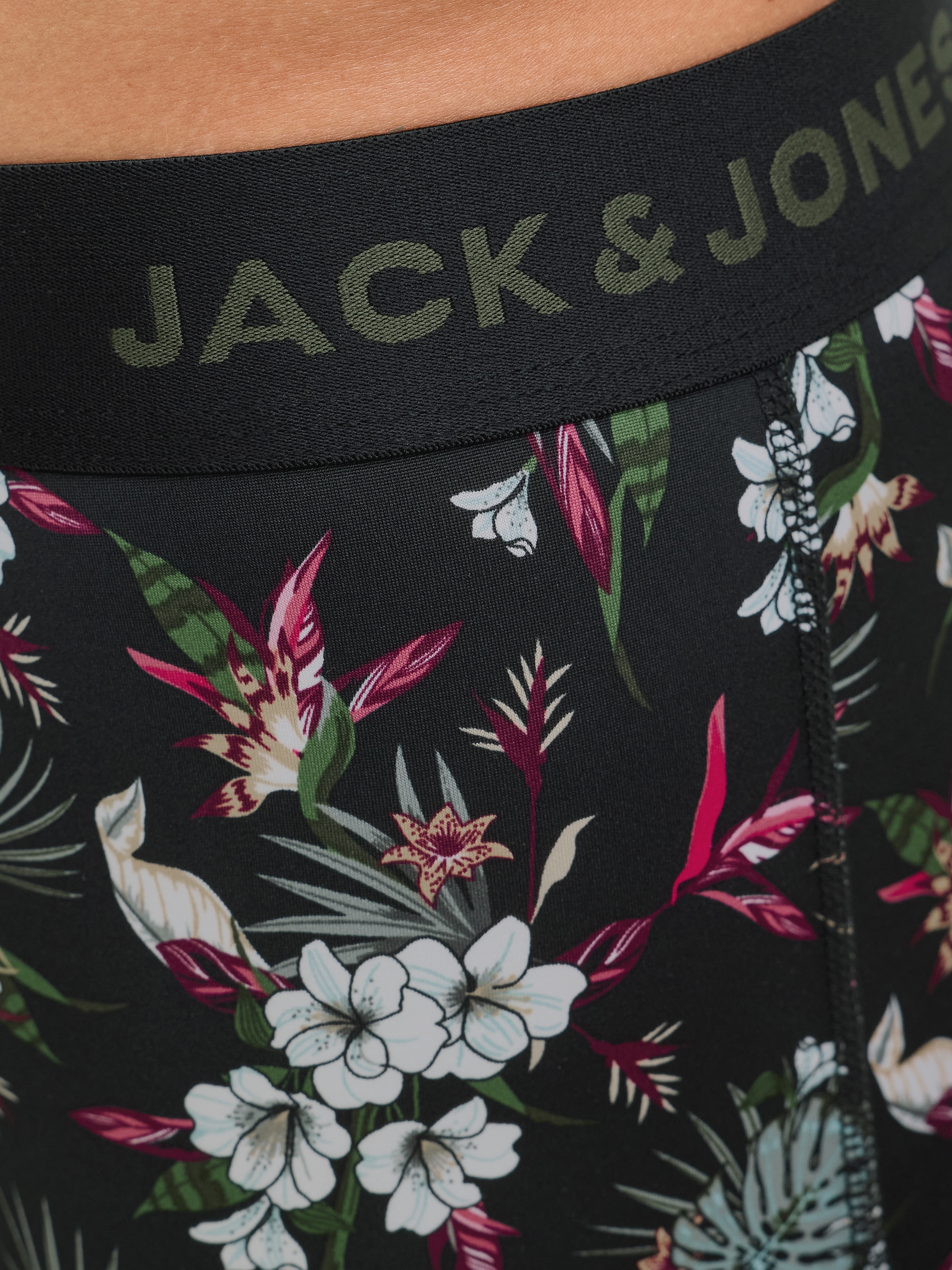 Jack & Jones Funktionsboxer »JACFLOWER aus Microfaserqualität und schnelltrocknendem Material«, 3 Stk. unifarben mit Farbeinsatz, modisch, eng anliegend, Microfaser