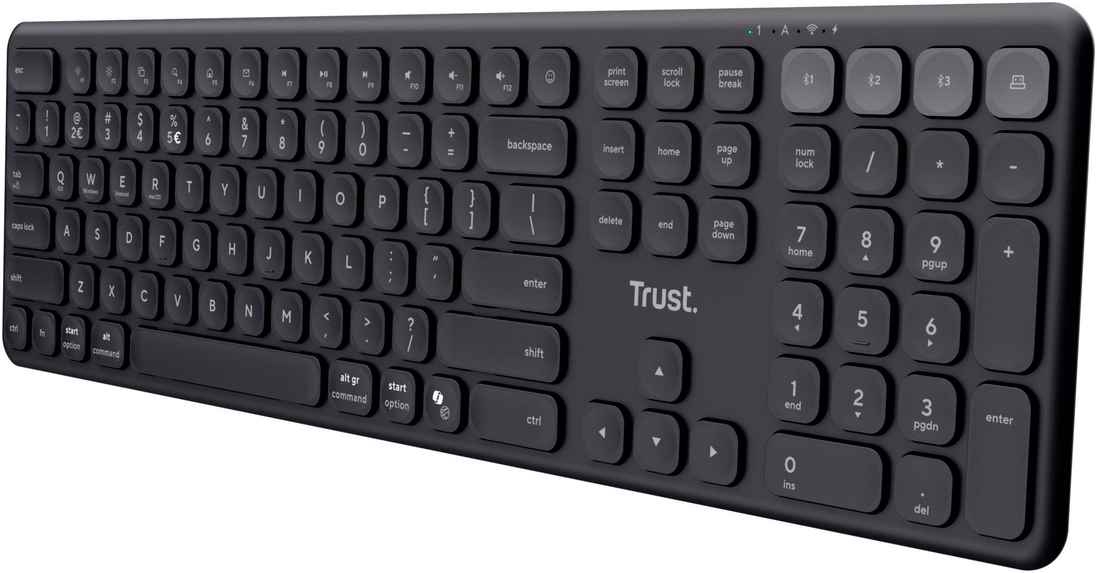 Trust Wireless-Tastatur »Vaiya«, (Fn-Tasten-Ziffernblock-USB-Anschluss)