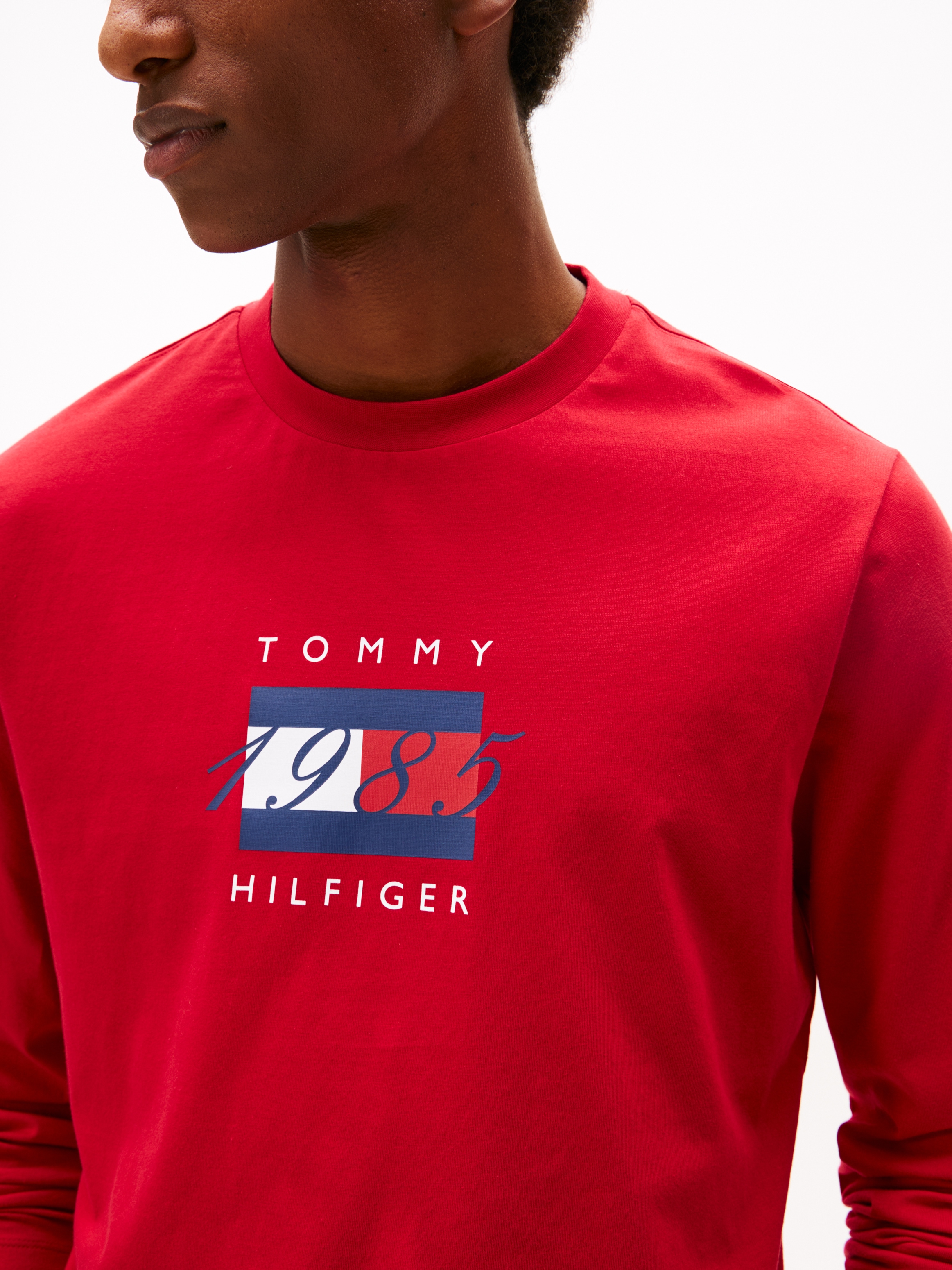 Tommy Hilfiger Langarmshirt »LINEAR FLAG GRAPHIC«, Jersey, Rundhals, Regular Fit, Longsleeve