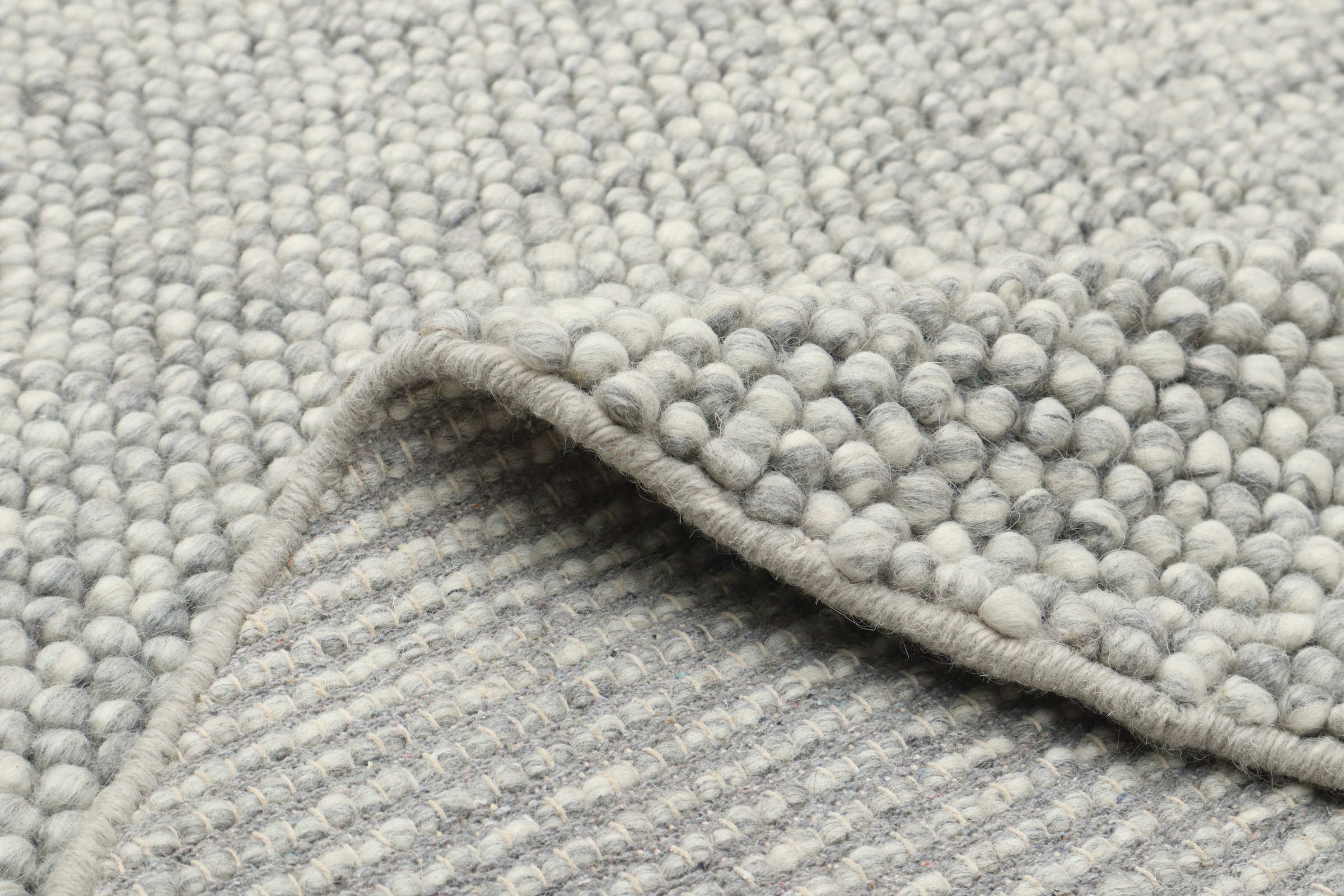 my home Wollteppich »Wolly« rund 14 mm Höhe Wolle, handgewebt, Handweb Teppiche, Wohnzimmer, Schlafzimmer