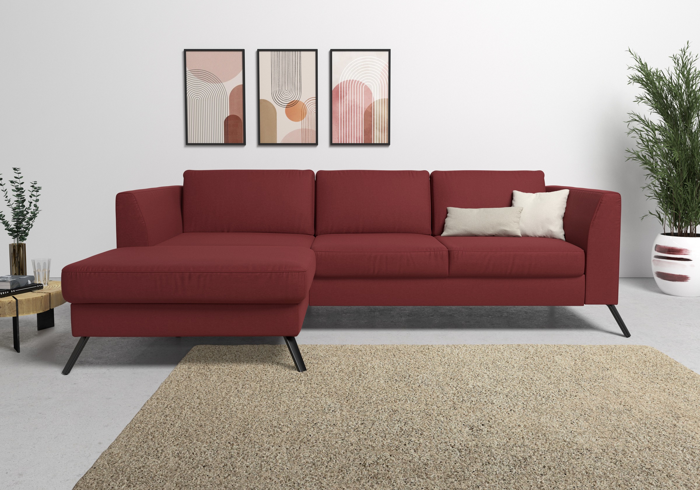 sit&more Ecksofa »Olsen L-Form«, inklusive Sitztiefenverstellung, wahlweise mit Bettfunktion, 15cm hoch
