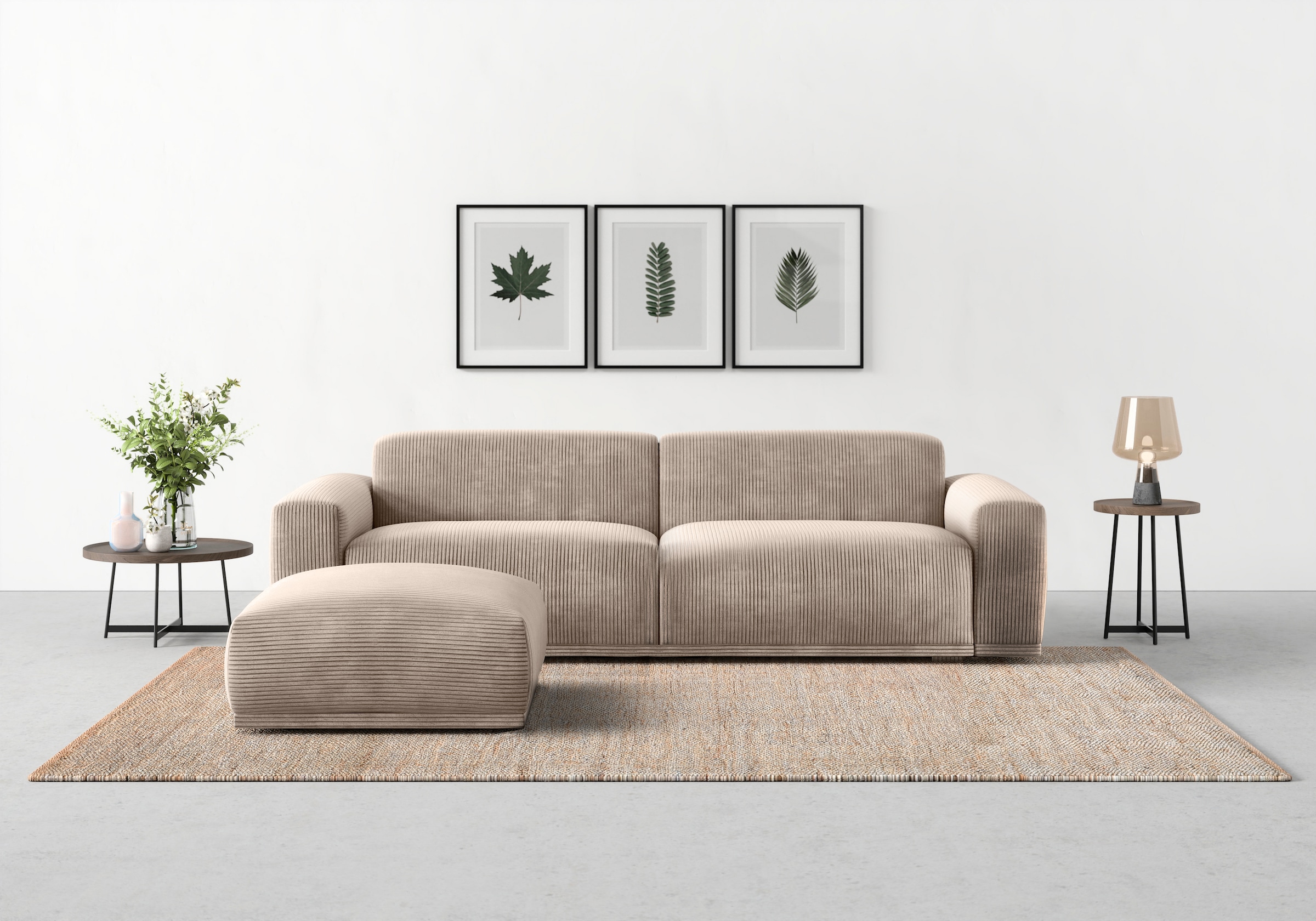 TRENDMANUFAKTUR Big-Sofa »Braga, mit hochwertigem Kaltschaum, Megasofa, in Cord erhältlich«, modernes Big-Sofa, Couch mit hohem Sitzkomfort, 254/72/107 cm (B/H/T)