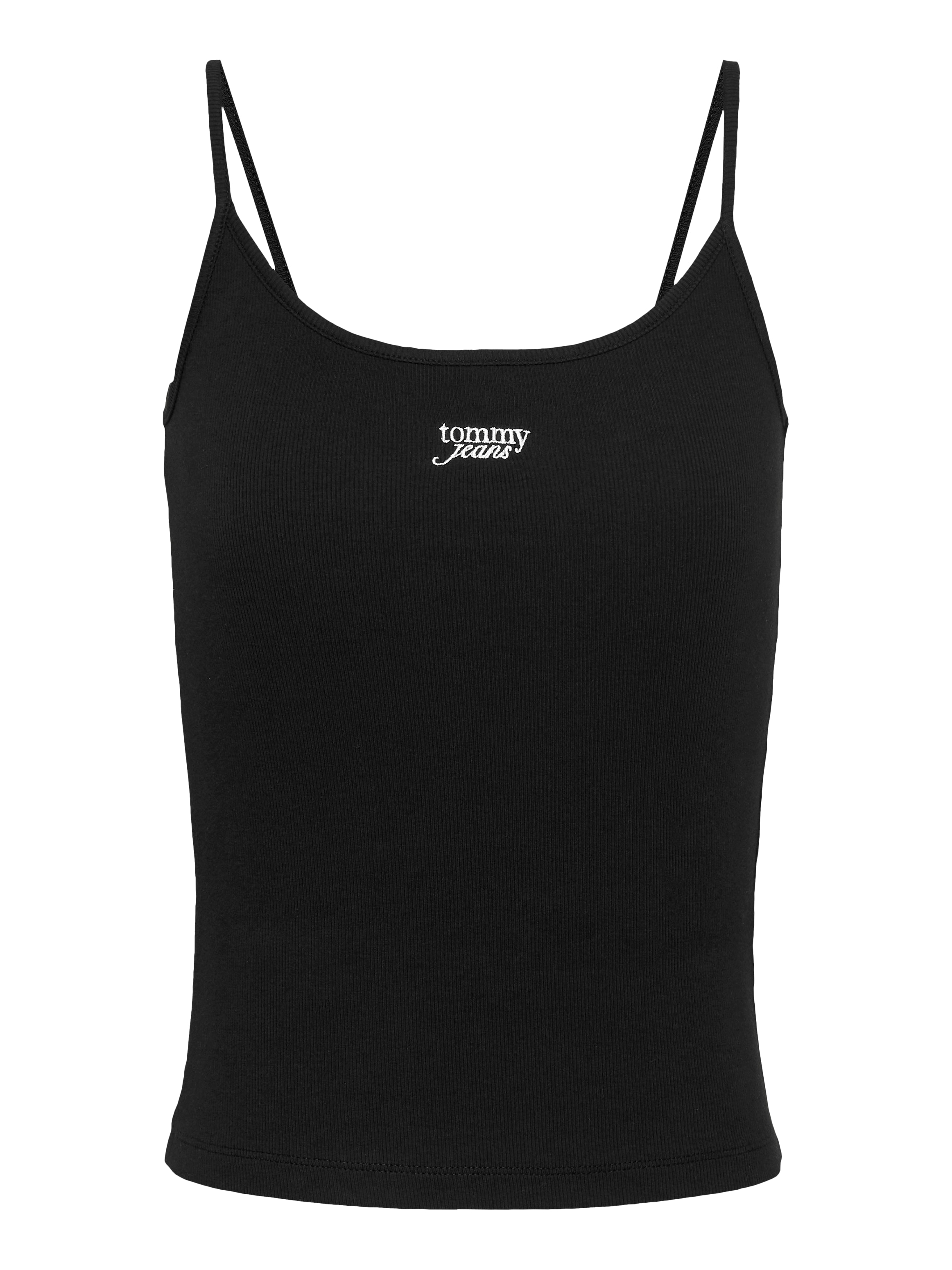 Tommy Jeans Spaghettitop »TJW SCRIPT STRAPPY TOP«, in Rippoptik, mit Logoschriftzug