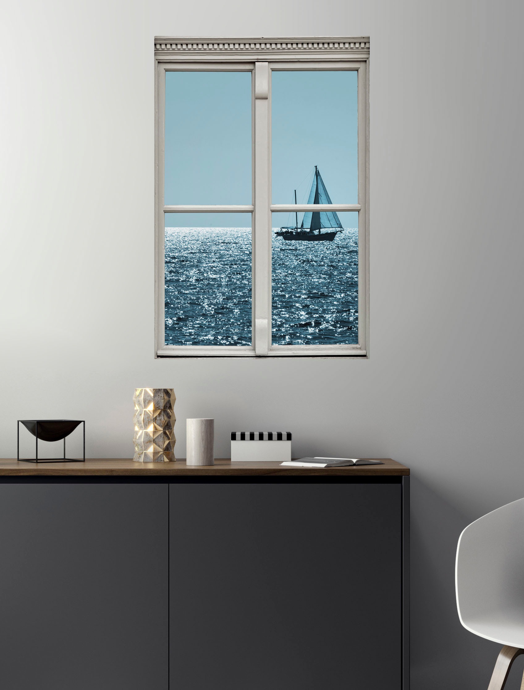 queence Wandsticker »Segelboot« Wandsticker, Wandbild, selbstklebend, 3D, Fenster