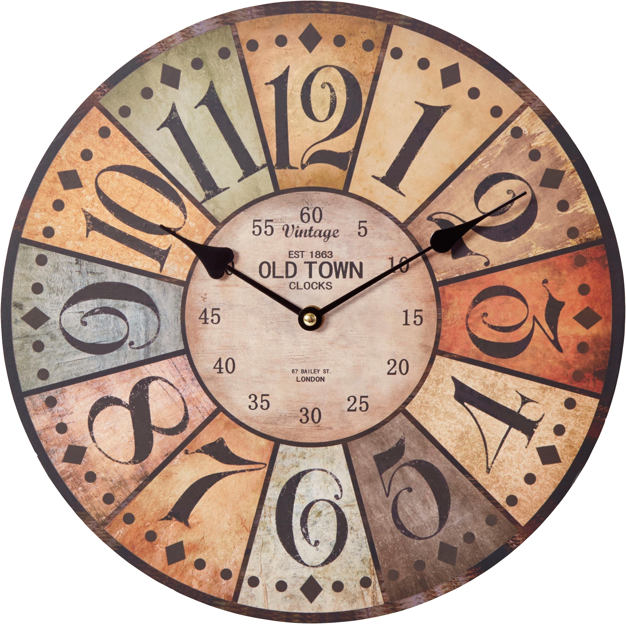 OTTO home Wanduhr ""Old Town"" rund, Ø 34 cm, Vintage-Look