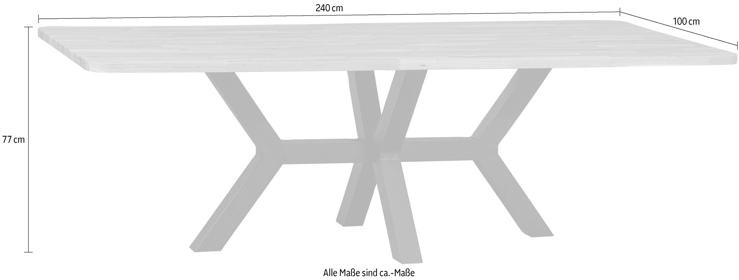WOOOD Esstisch »Tablo«, Holz teilmassiv, rechteckige Form, H 77 cm x B 240 x T 100 cm